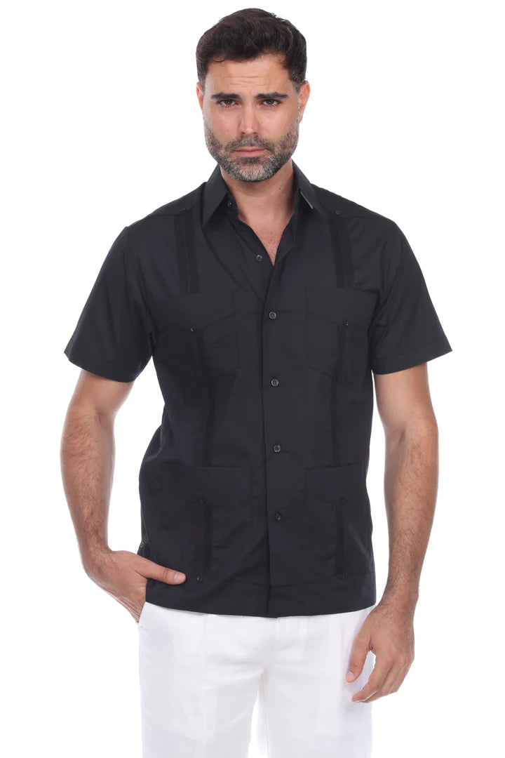 Men's Guayabera Shirt - Classic Cuban Style Short Sleeve Button Down (1673) | Perfect for Summer Weddings, Beach Vacations & Casual Wear