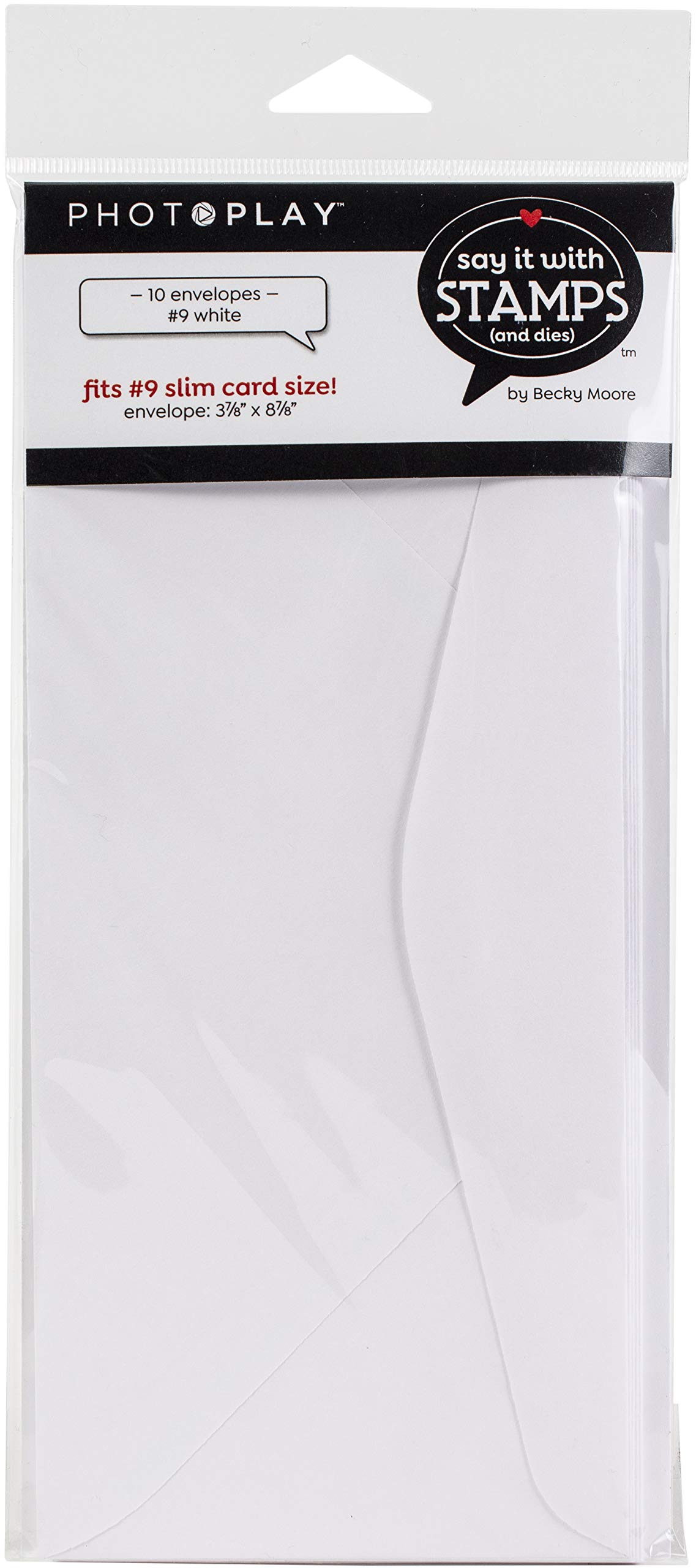PHOTOPLAY 9 White Say It with Stamps Envelopes - 10 Pack | Premium Quality Stationery for Wedding Invitations, Greeting Cards & Special Occasions