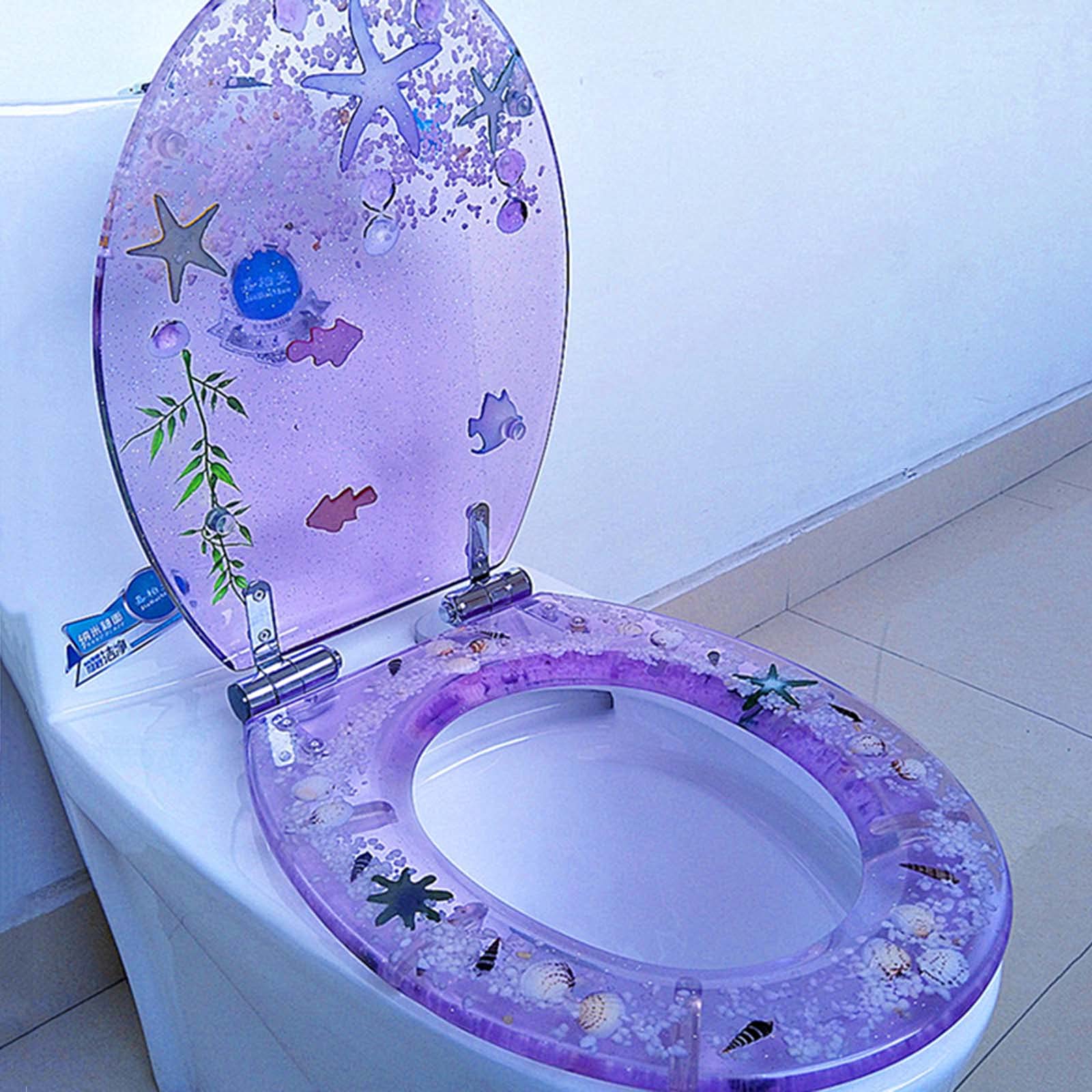 Premium Slow Close Round Purple Resin Toilet Seat - Easy Installation & Cleaning - Perfect for Modern Bathrooms, Guest Restrooms & Home Renovations