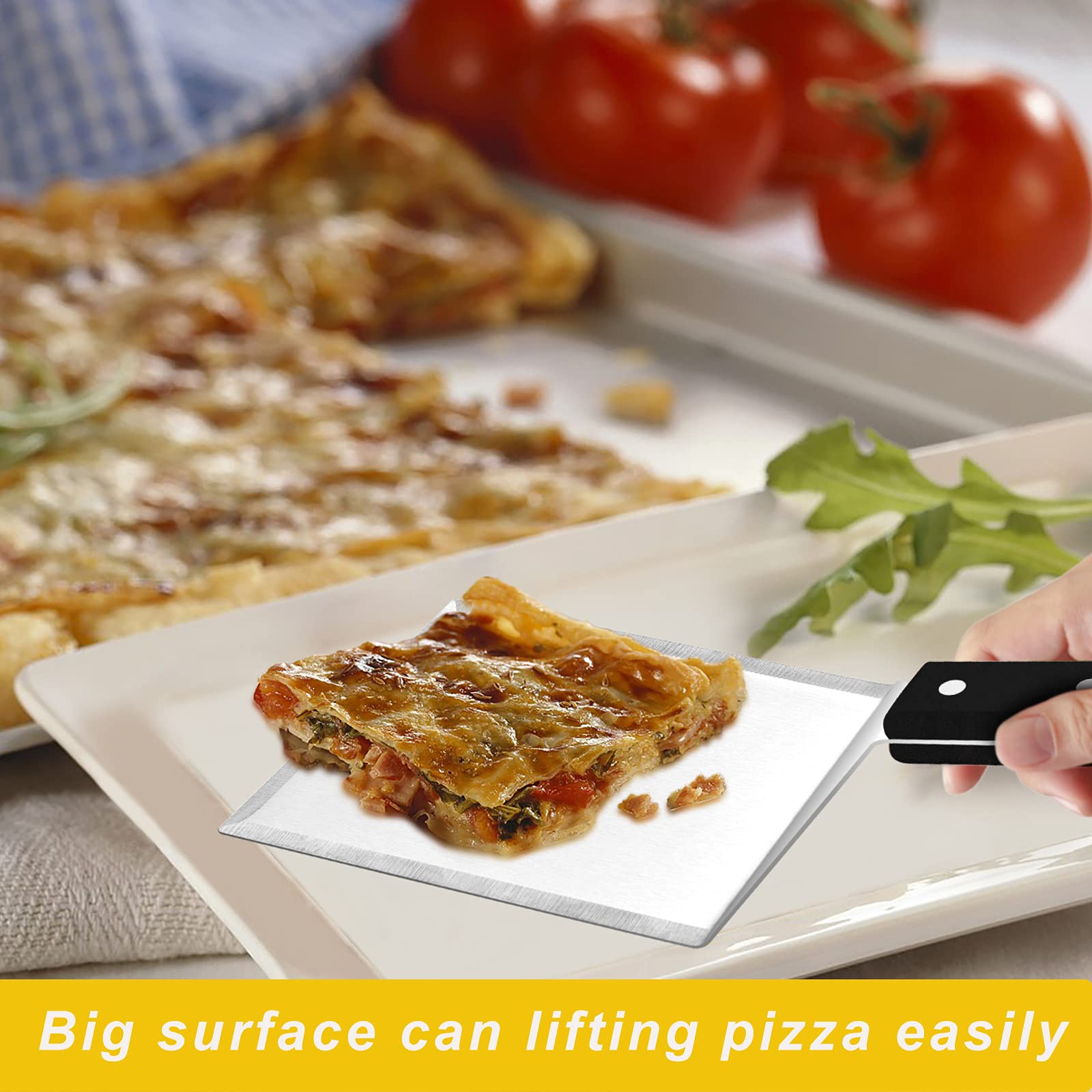 Premium Stainless Steel Spatula Set - Heavy Duty BBQ Griddle Turner, Hamburger Flipper & Pancake Spatula with Ergonomic ABS Handle for Teppanyaki, Flat Top Grill, Outdoor Cooking - Dishwasher Safe & Includes 2 Hooks for Storage - Perfect for Backyard BBQs, Camping & Commercial Kitchen Use