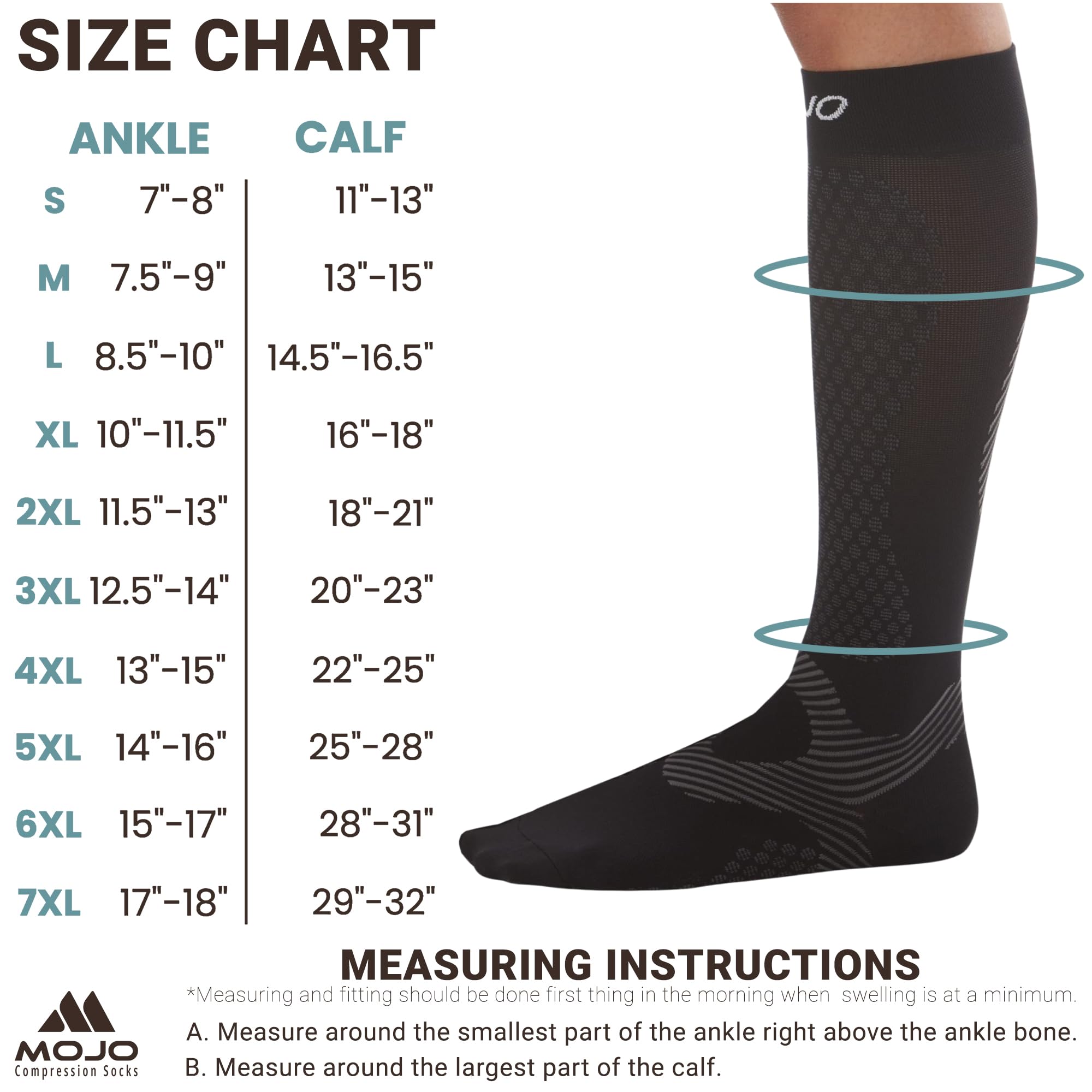Mojo Compression Socks for Men & Women - 20-30mmHg Graduated Support for Athletic Performance, Workout Recovery & Travel Comfort - Ideal for Running, Nursing & Long Flights