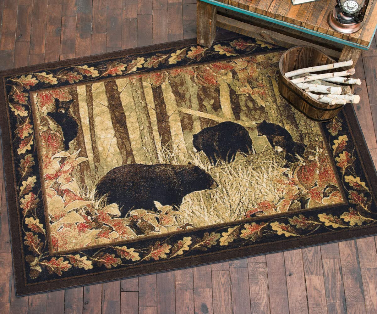 Premium Faux Sheepskin Bear Rug - Rustic Cabin Decor, Wildlife Themed Throw Rug for Living Room, Bedroom, or Lodge - Brown/Red 05 - Cozy & Durable for Winter & Home Decor