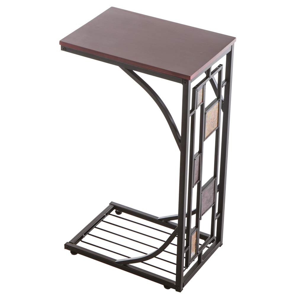 Binrrio Metal Nightstand - Modern Sofa Side Table with Storage Base, Small C End Table for Bedroom & Living Room | Industrial Style Bedside Table for Home & Office Use