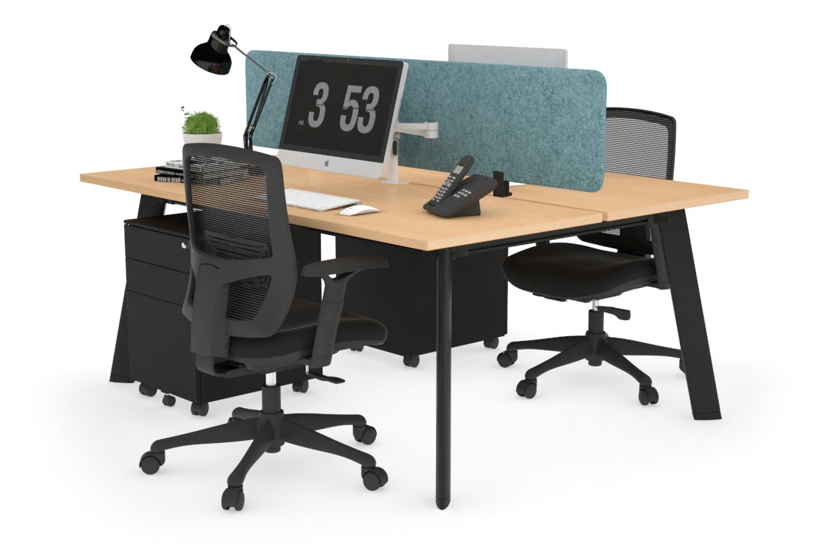 2-Person Workstation with Black Frame - 1200L x 700W Office Desk for Collaborative Workspaces | Perfect for Home Office, Coworking Spaces & Team Projects