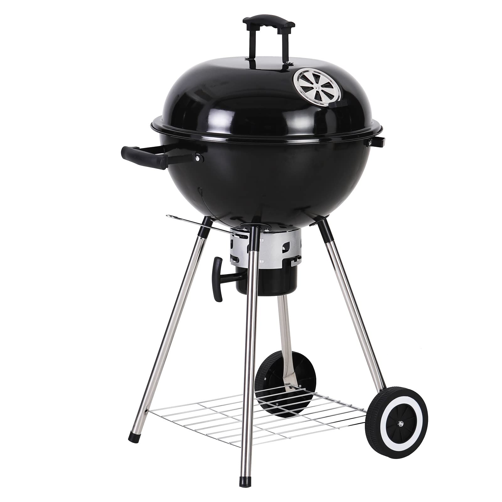 Portable 18-Inch Charcoal Grill with Dual Damper & Hinged Grate - 36.6