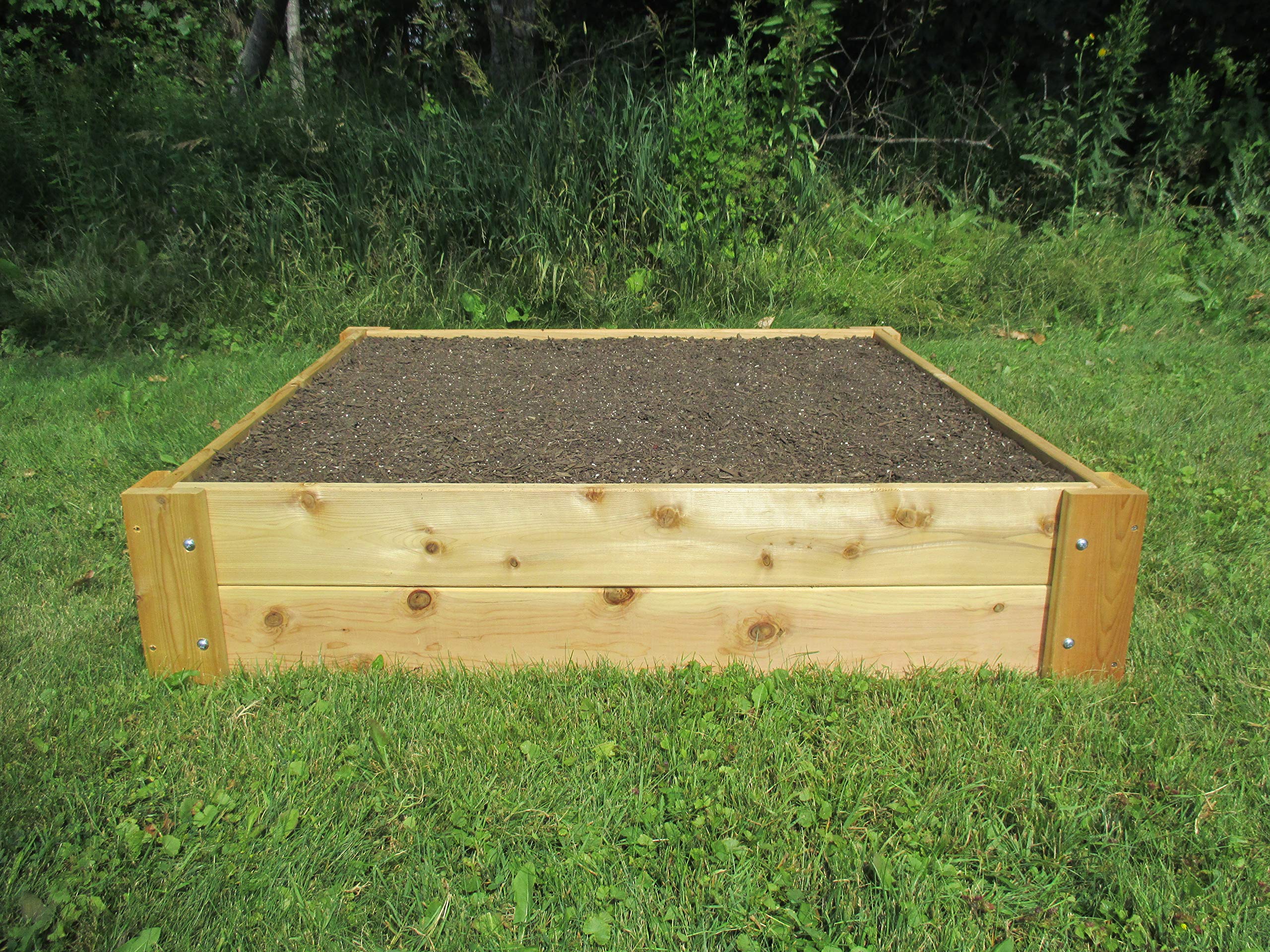 Premium Cedar Raised Garden Bed Kit - 1 Inch Thick Natural Wood (4x4x11 Inches) for Outdoor Gardening, Vegetables, Flowers & Landscaping - Durable & Eco-Friendly Backyard Planter Box