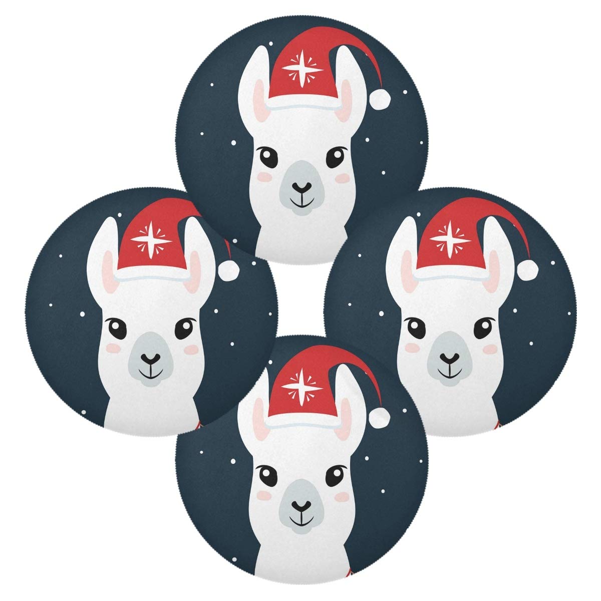 Happy Christmas Llama Placemats Set - 15.4 Inch Holiday Table Mats for Dining, Kitchen & Home Decor (Set of 4) - Perfect for Christmas Parties, Family Gatherings & Festive Home Decoration