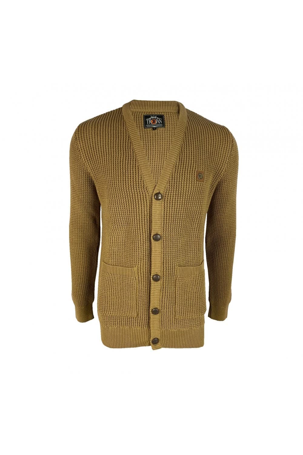 Trojan Classic Waffle Cardigan for Men - Soft Cotton Blend Knit Sweater - Comfortable Winter Pullover for Casual Wear & Outdoor Activities