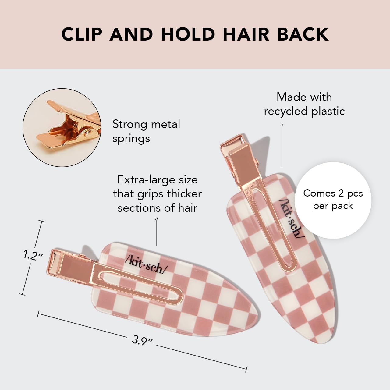 Kitsch Creaseless Hair Clips & Rice Water Shampoo Bar for Hair Growth | Natural Hair Care Set for Women | Perfect for Travel, Gym & Everyday Styling