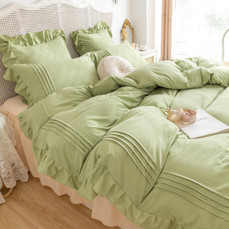 French Style Princess Ruffle Cotton Bed Skirt - Luxury Bedding Set with Elastic Fitted Design (1060) - Perfect for Girls' Bedrooms, Guest Rooms & Nursery Decor