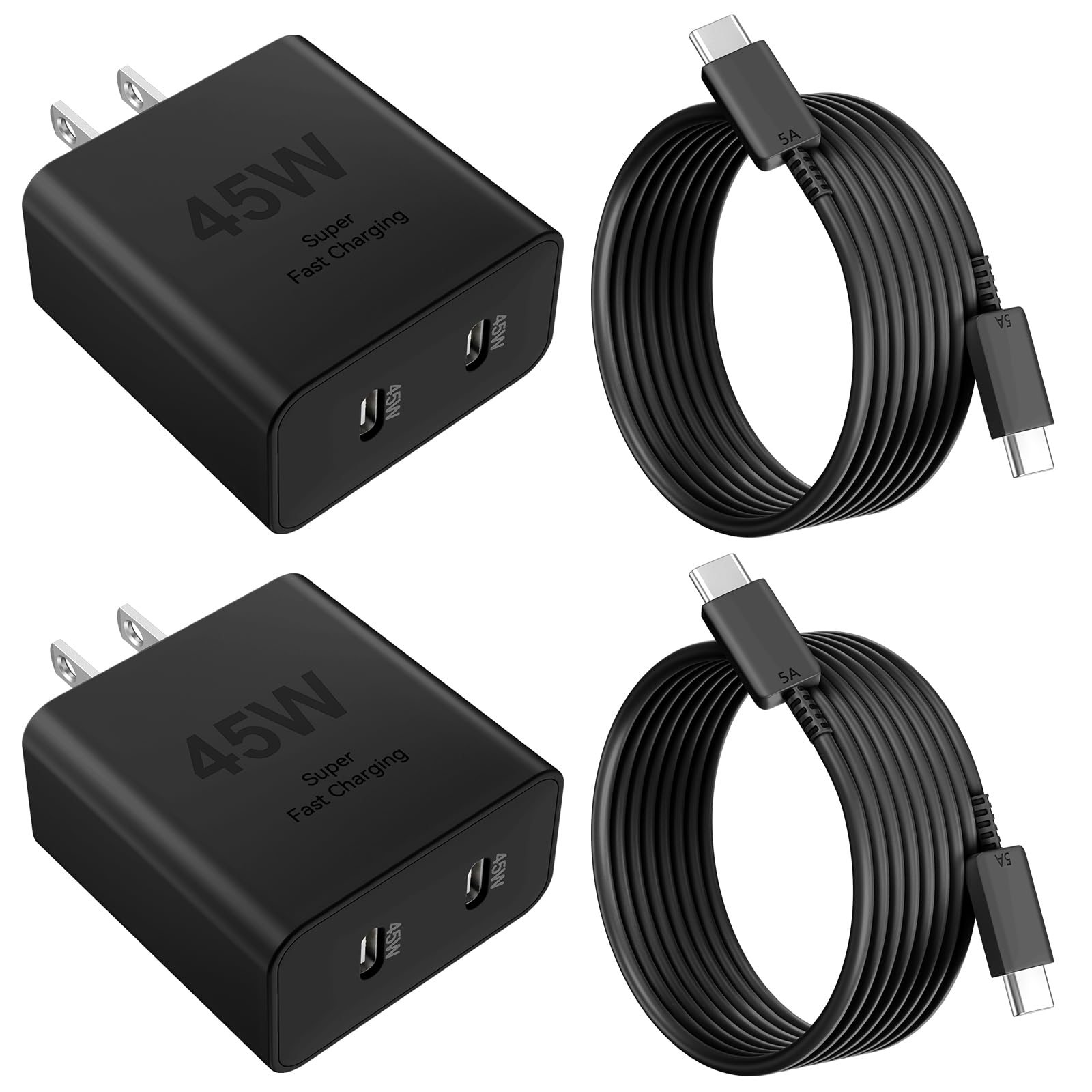 45W Fast Charger for iPhone 16 Pro Max - Dual Port USB C Charger Block with 6.6FT Long Cable - Compatible with iPhone 16/15 Series, Samsung Galaxy & Android Phones - Perfect for Home, Office & Travel Charging