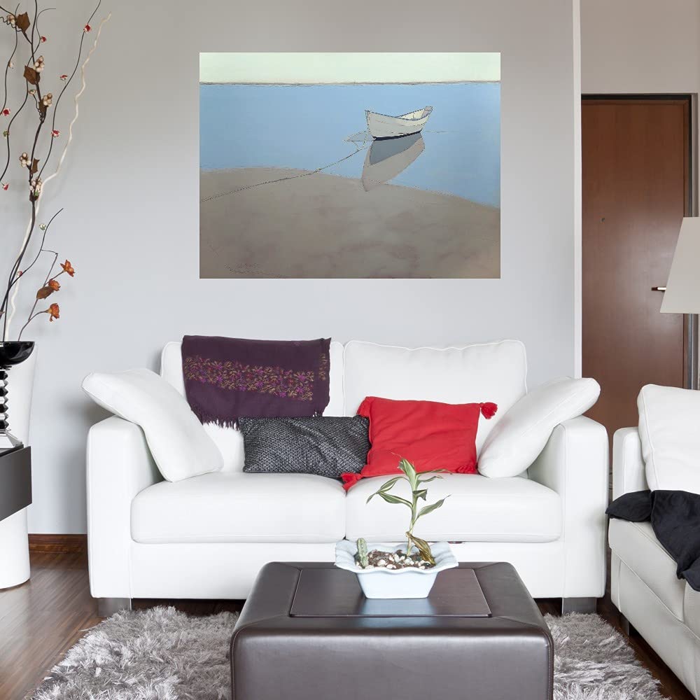 Fine Art Canvas White Dory Wall Decor by Artist John Rufo - Ready to Hang 46x35 Inch - Perfect for Living Room, Bedroom, Bathroom, Kitchen, Office, Bar & Dining Room - Coastal & Modern Home Decor