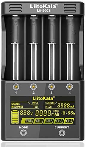 LiitoKala Lii-500S Smart Battery Charger - Universal LCD Charger for AA AAA 18650 26650 21700 Batteries (1.2V-3.7V) with Touch Button - Perfect for Home, Office & Travel Use