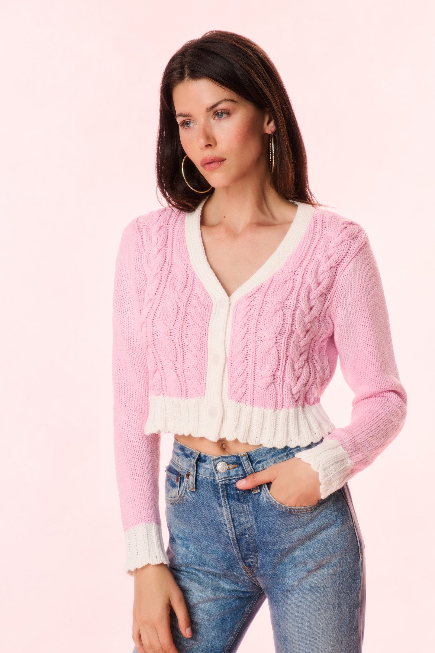 Hyacinth Cropped Cable Knit Cardigan for Women - Soft Chunky Knit Open Front Sweater - Cozy Fall & Winter Layering Piece for Casual Outfits or Office Wear