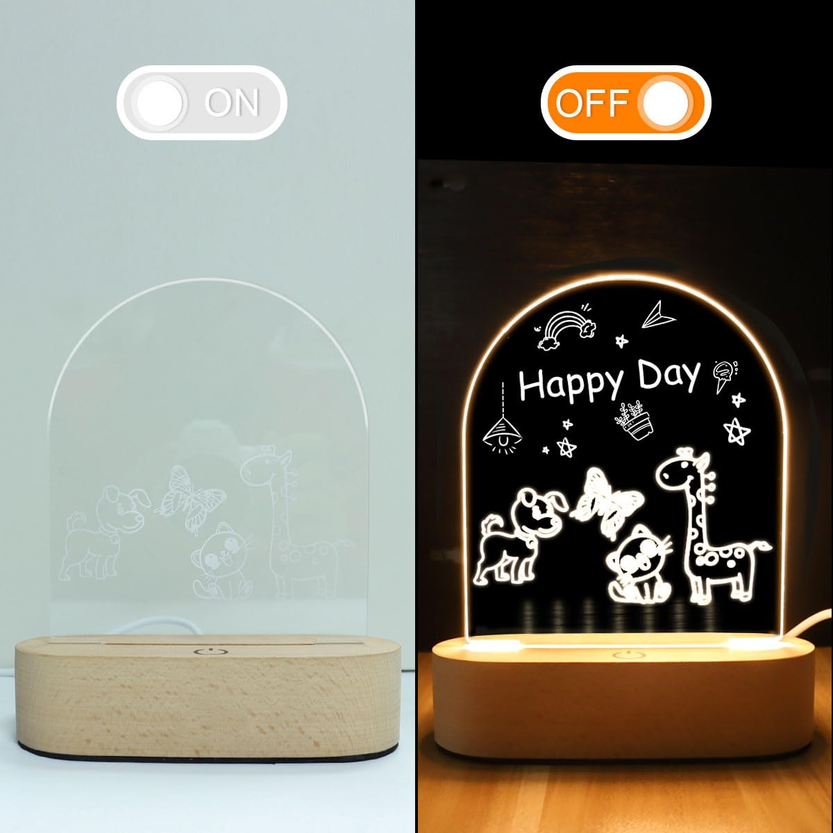 Personalized LUMINARA HAVEN LED Night Light for Baby - Custom Nursery Lamp, Kids Bedside Table Light with Animal Designs - Perfect Gift for Newborns, Baptism, Boys & Girls (Use in Nursery, Bedroom, or as Soothing Nightlight)