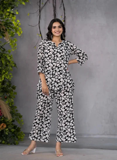 Stylish Monochrome Black & White Co-Ord Set for Women | Trendy Matching Outfit | Perfect for Casual Wear, Date Nights & Street Style Fashion