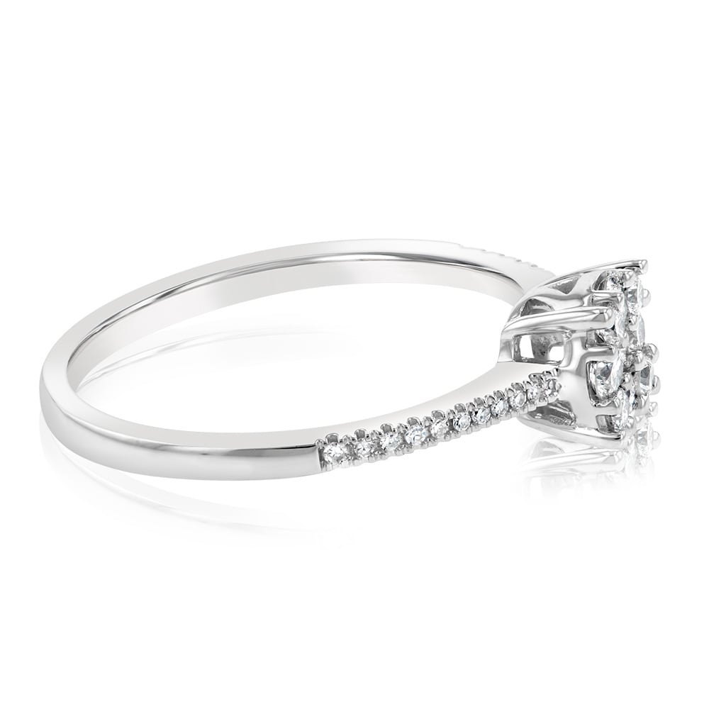 9ct White Gold 1/4 Carat Diamond Engagement Ring for Women - Elegant Wedding Band, Anniversary Gift & Special Occasion Jewelry