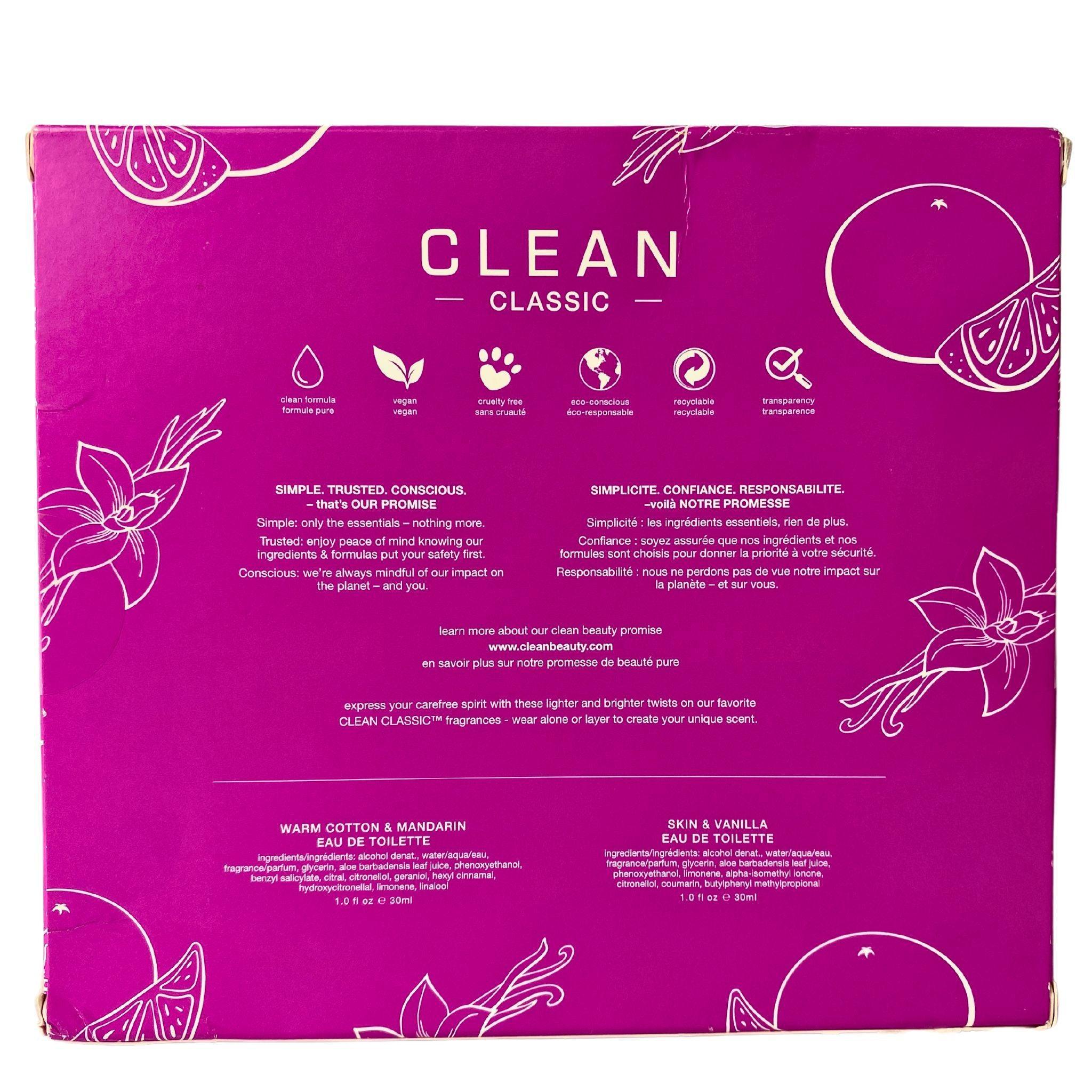 Clean Classic Fragrance Layering Duo - Warm Cotton & Mandarin Skin & Vanilla Eau De Toilette Spray 1.0OZ (48 Pcs Lot) - Perfect for Daily Wear, Gifts & Aromatherapy