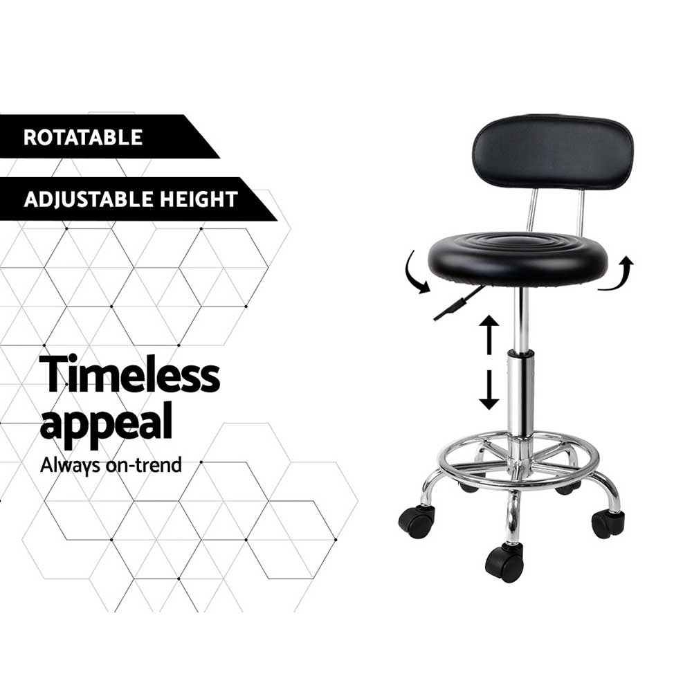 Professional Salon Stool Swivel Chair with Backrest - Adjustable Black Hairdressing Styling Chair for Barber Shops & Beauty Salons