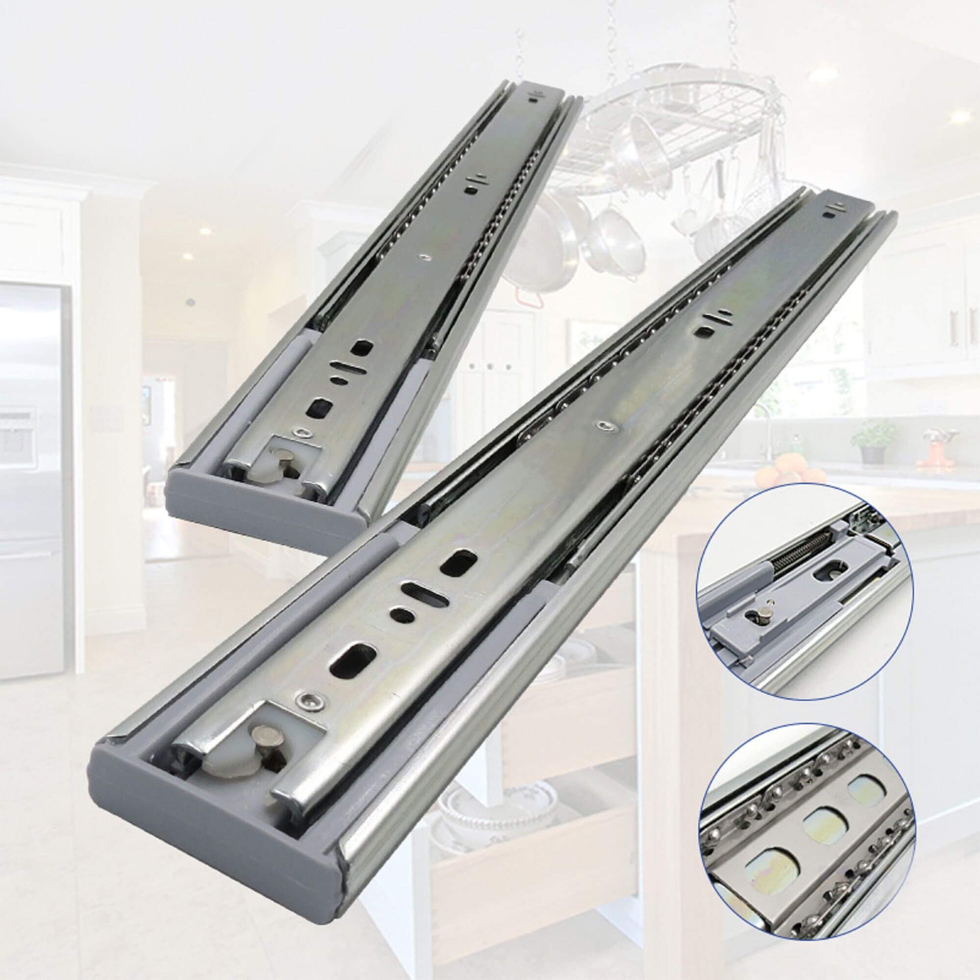Heavy Duty Ball Bearing Drawer Slides 10-Pair (20 Inch) - Full Extension Soft Close Cabinet Rails for 14