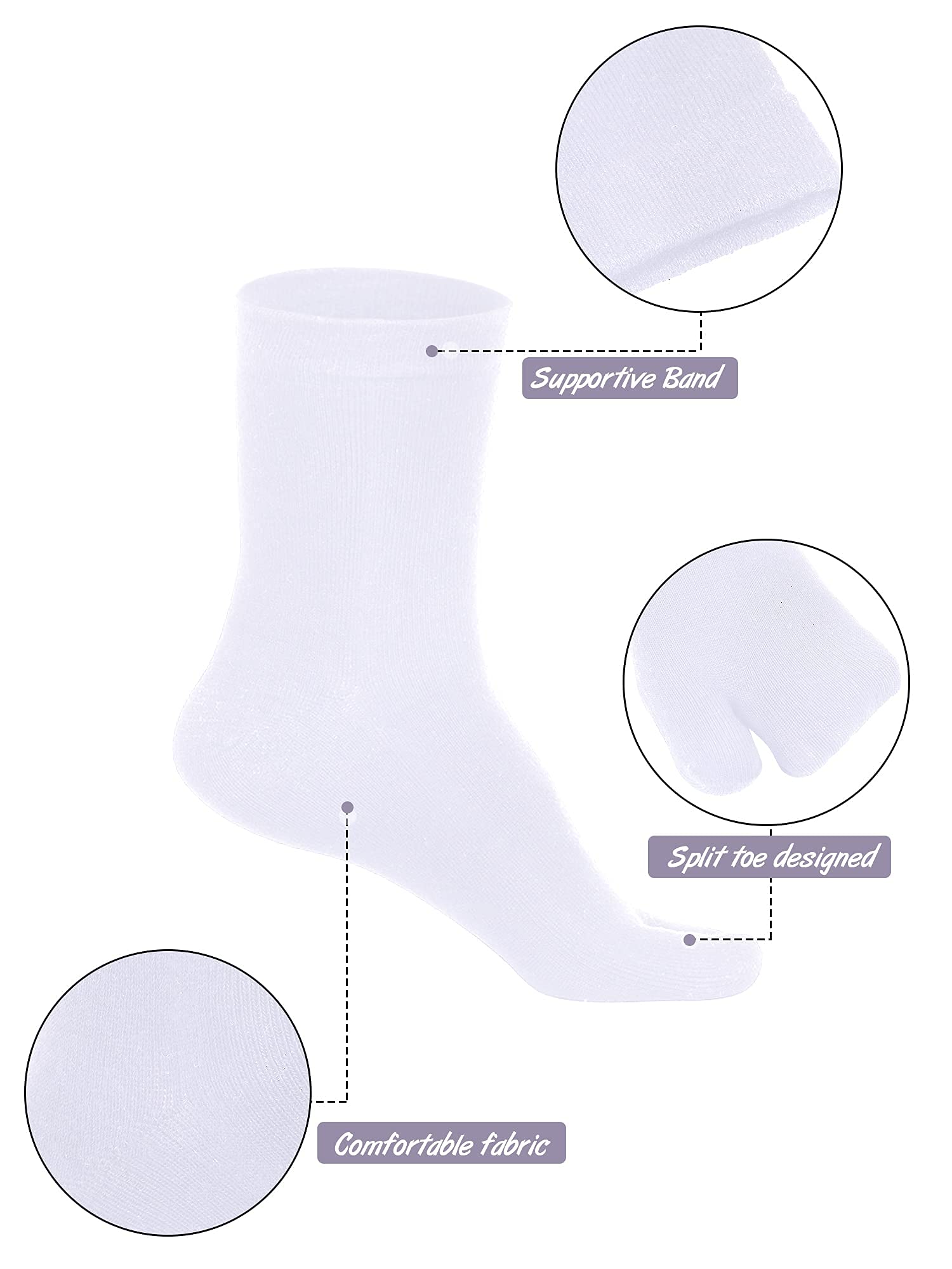Geyoga 6 Pairs Flip Flop Socks - Split Toe Tabi Socks for Men & Women - Soft Elastic Cotton Socks for Yoga, Pilates, Home & Outdoor Activities