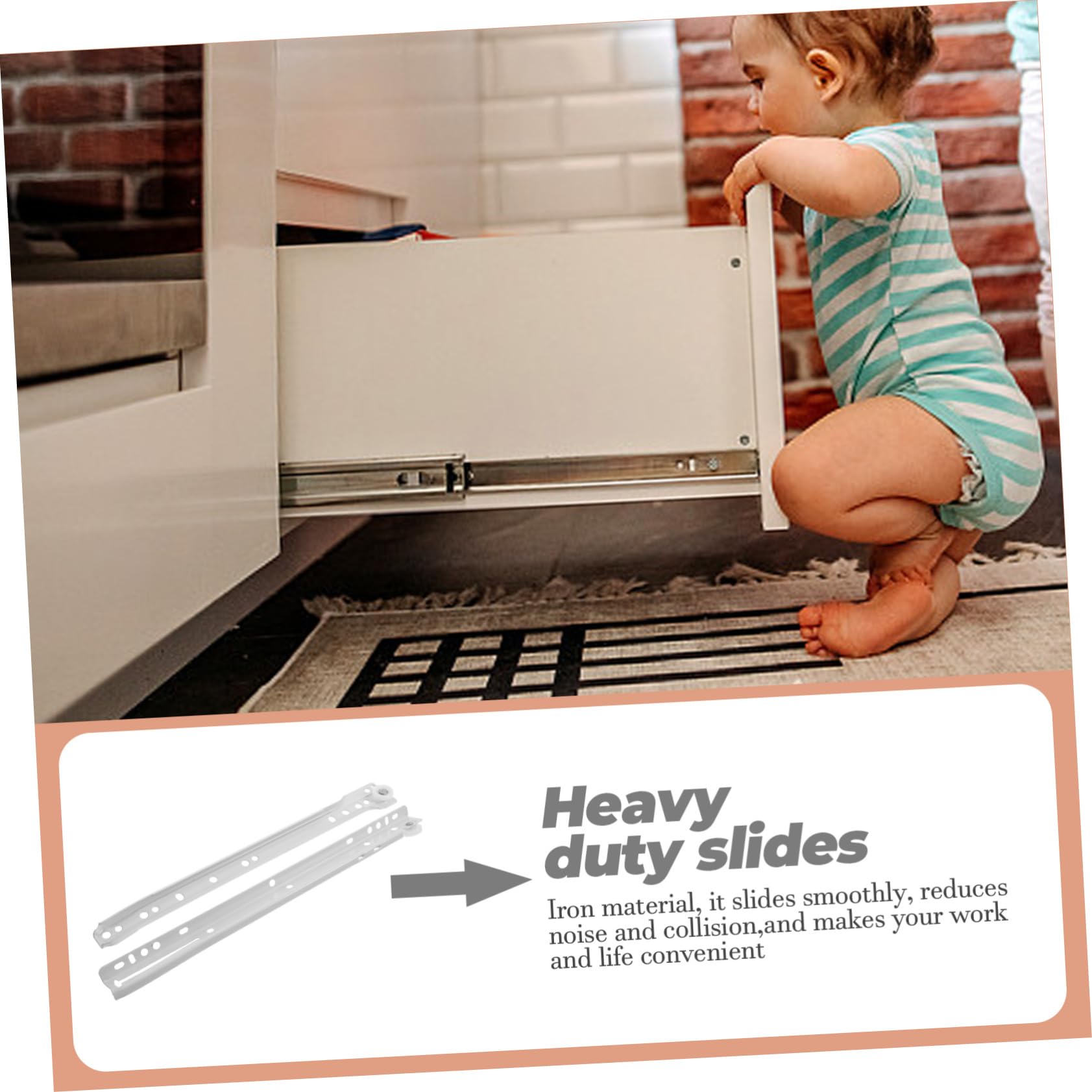 2 Sets Heavy Duty Drawer Slides for Cabinets, Cupboards, Closets & Desks - 500lb Load Capacity Ball Bearing Extension Rails for Smooth Gliding - Perfect for Kitchen, Office & Storage Organization