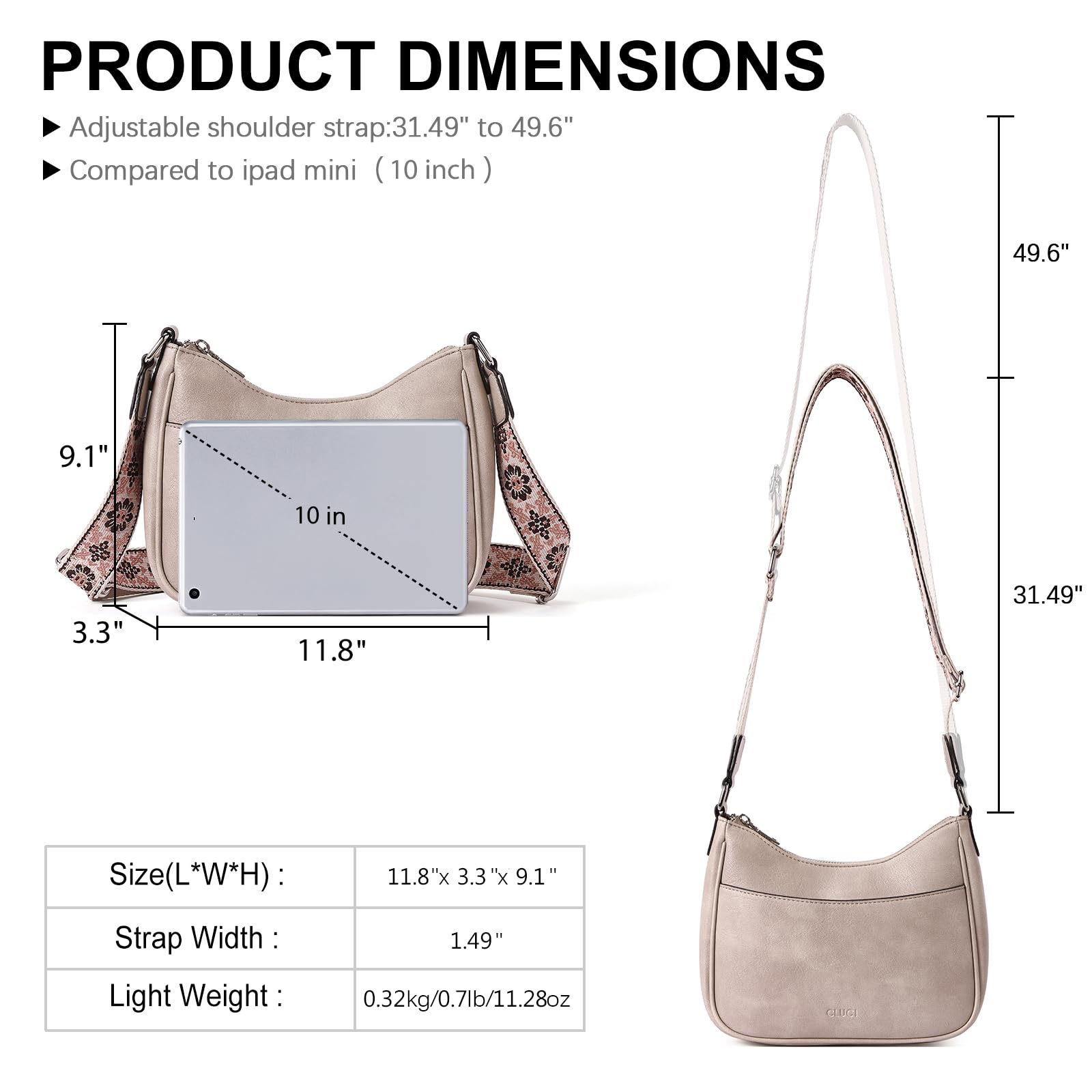 CLUCI Vegan Leather Crossbody Bags for Women - Adjustable Wide Strap Shoulder Handbag Purse | Perfect for Work, Travel & Everyday Use