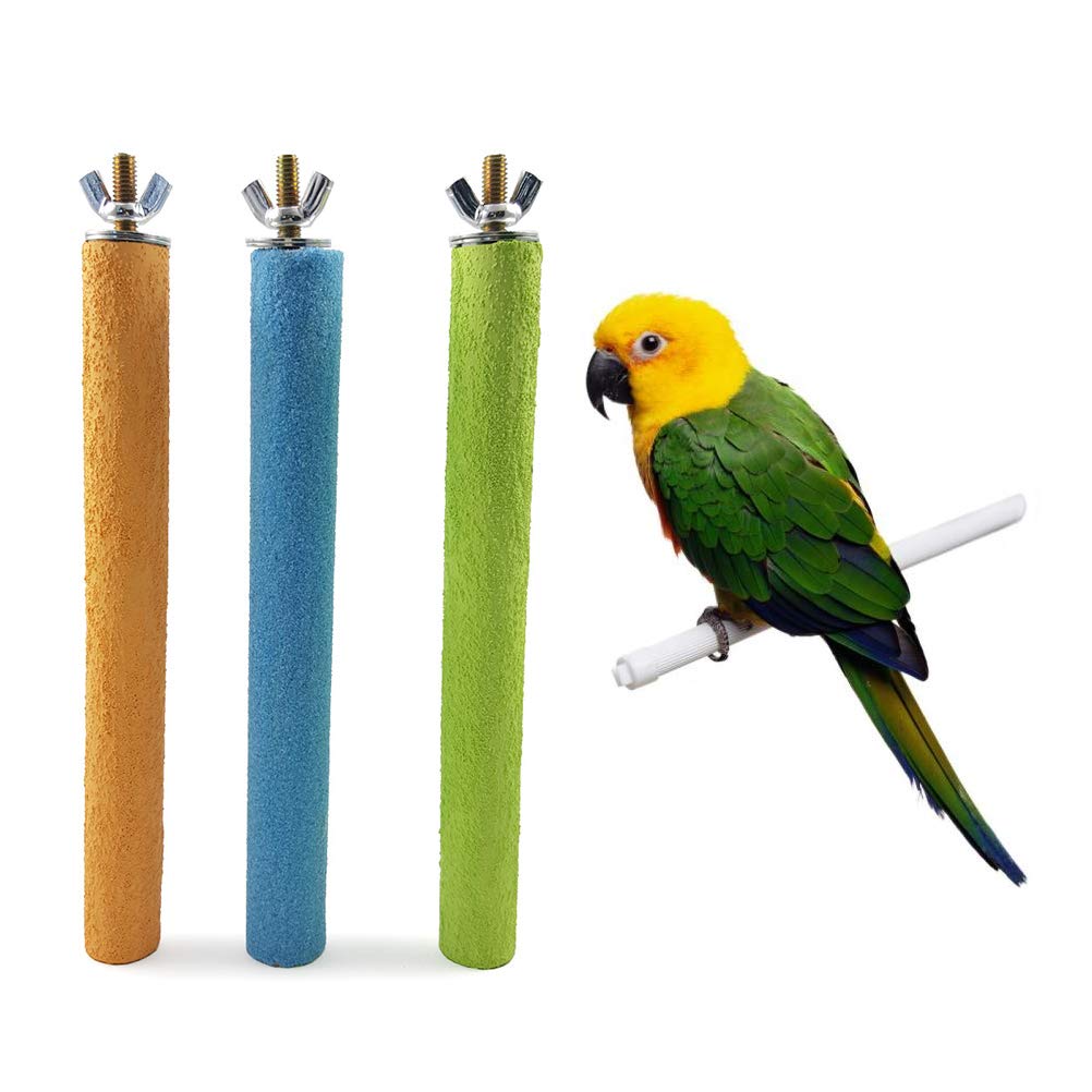 5pcs Natural Sand Perch Stand for Parrots - Bird Claw Grinding Rods, Chew Toys & Play Gym - Perfect for Cage Climbing, Beak Trimming & Foot Health (Ideal for Cockatiels, Macaws, Lovebirds)