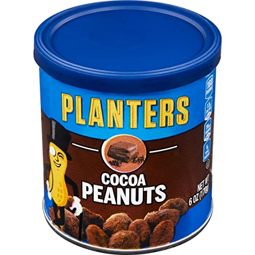 Planters Cocoa Peanuts - 6 oz Jar (Pack of 1) - Chocolate Covered Peanuts for Snacking, Baking & Party Favors - Perfect for Office Snacks, Movie Nights & Gift Baskets