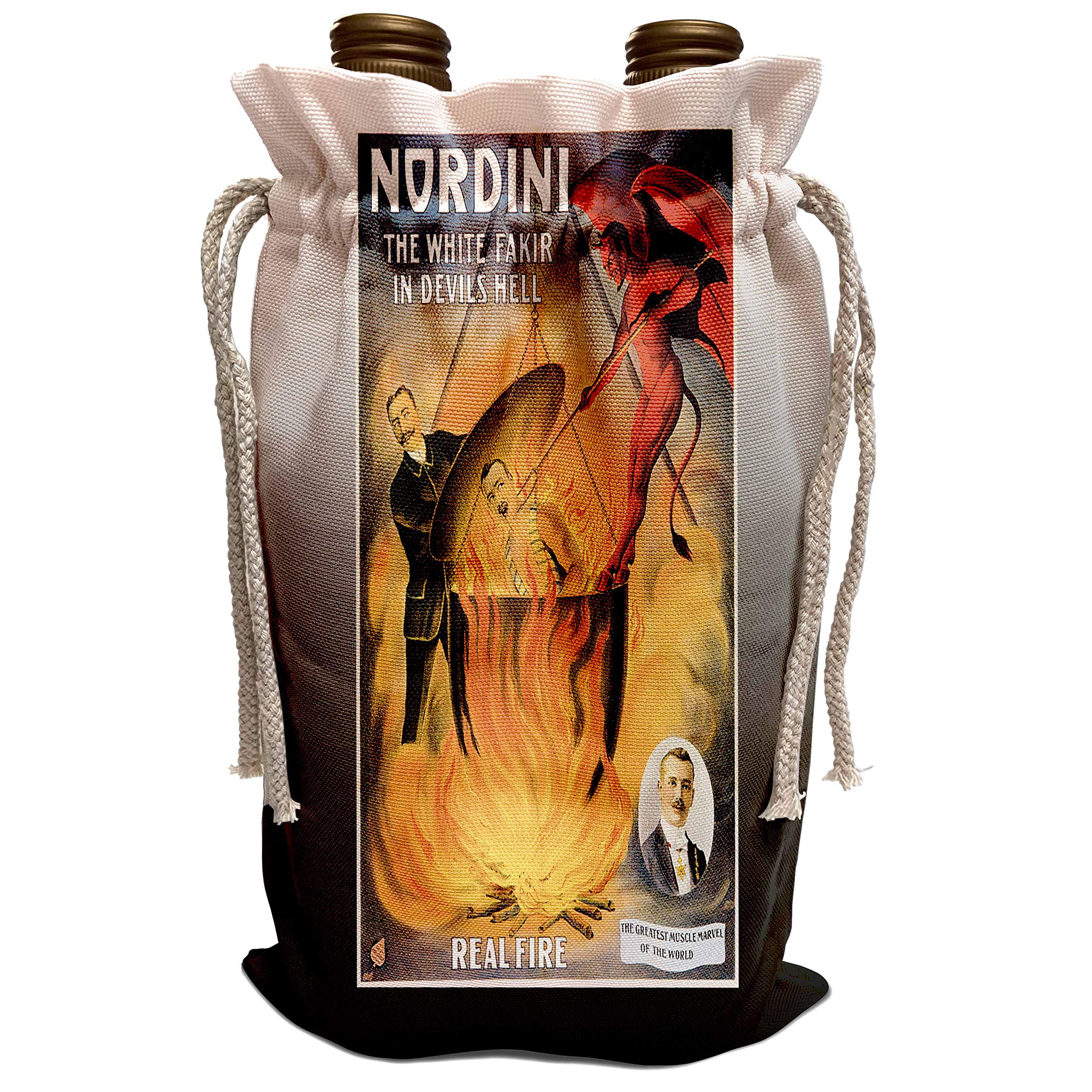 Vintage Magician Poster - 3D Rose Nordini The White Fakir Devil's Hell Illusionist Art Print - Wine Tote Bag for Magic Shows, Themed Parties & Home Decor (wbg_114163_1)