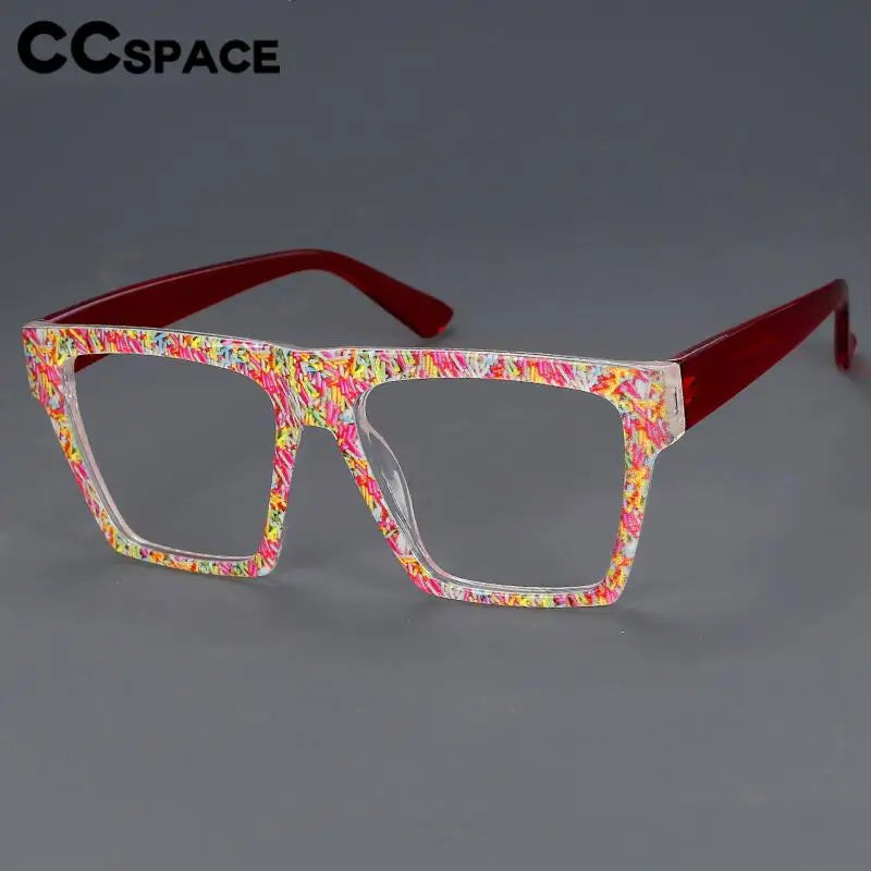 CCspace Women's Full Rim Plastic Large Square Reading Glasses R57093 - Fashionable & Lightweight Eyewear for Reading, Working & Computer Use