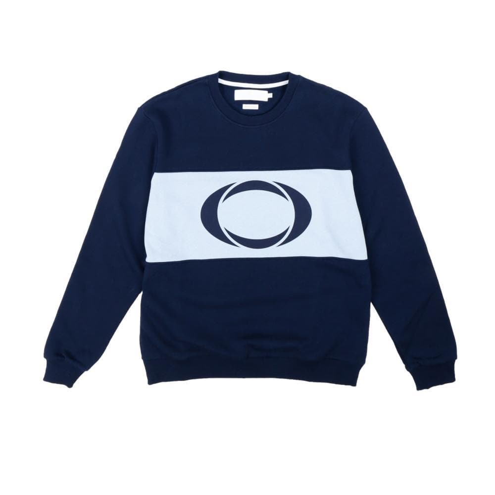 Base London Blue CHESTER' CREWNECK Sweater - Navy Blue Cotton Blend Men's Pullover for Casual Wear & Office Outfits