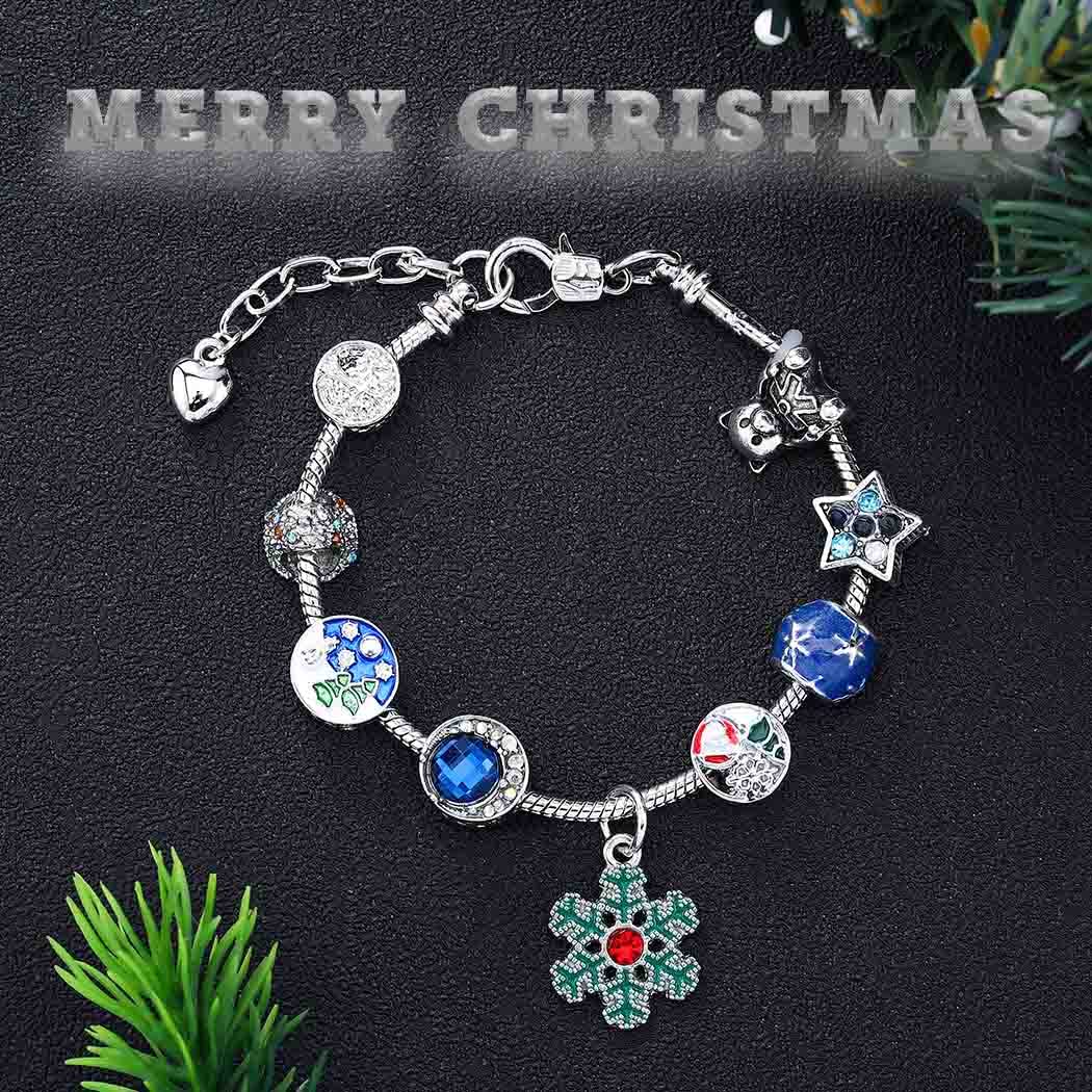Uranian Christmas Bracelet - Silver Snowflake Adjustable Chain Bangle Charm Bracelet for Women | Perfect Holiday Gift for Christmas, Parties & Festive Occasions