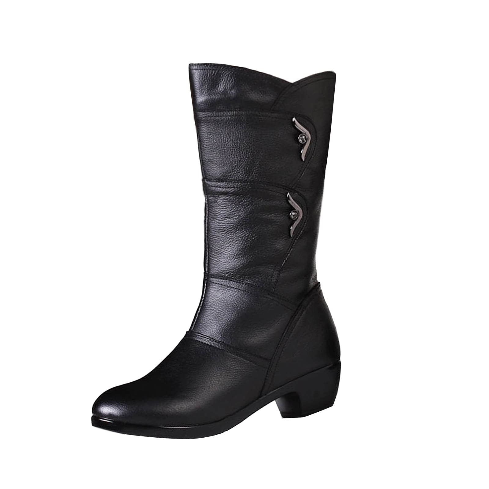 Women's 157 Snow Boots - Side Zipper, Low Heel, Round Toe Retro Style Short Booties for Winter - Perfect for Snowy Days, Outdoor Activities & Casual Wear