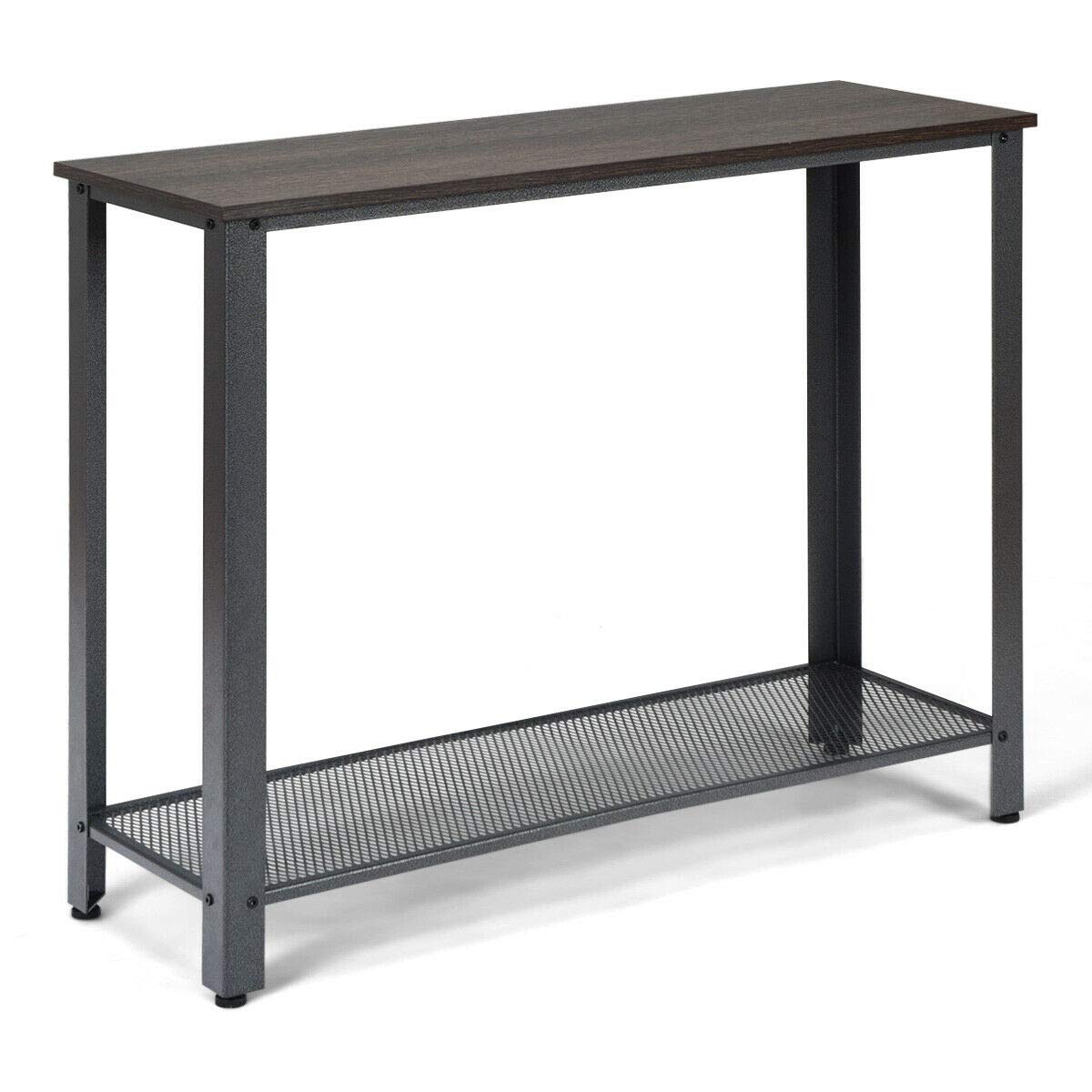 Vintage Style Console Table with Storage Shelf - Sturdy Metal Frame & Wood Top - Durable, Scratch-Resistant, Easy to Clean - Perfect for Entryway, Living Room, Bedroom - Silver Finish (Home Office, Hallway Decor, Sofa Side Table)