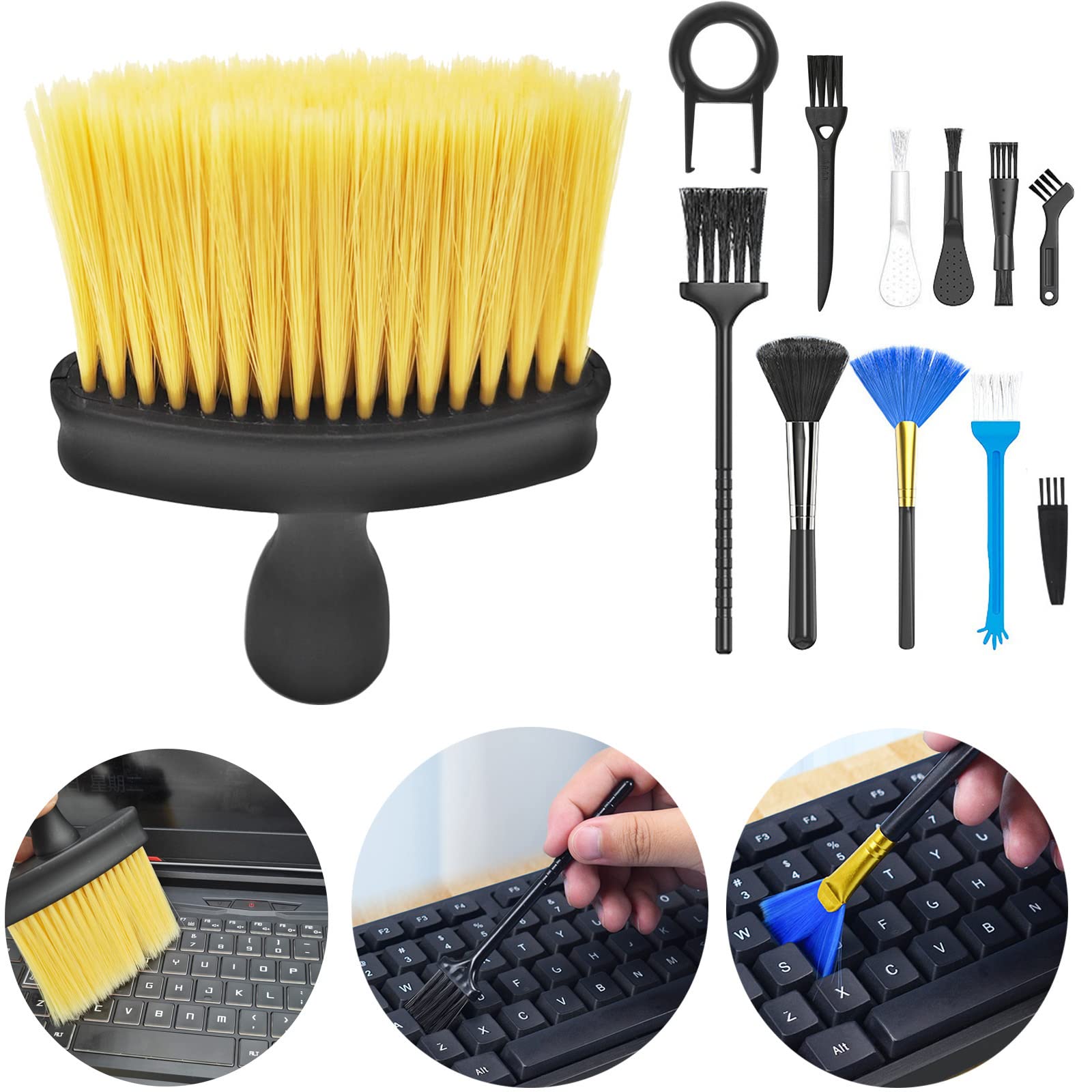 12PCS Nylon Anti-Static Keyboard Cleaning Brushes with Plastic Handle - Computer & Laptop Cleaning Kit for Electronics, PC, MacBook - Perfect for Office, Home & Gaming Setup Maintenance