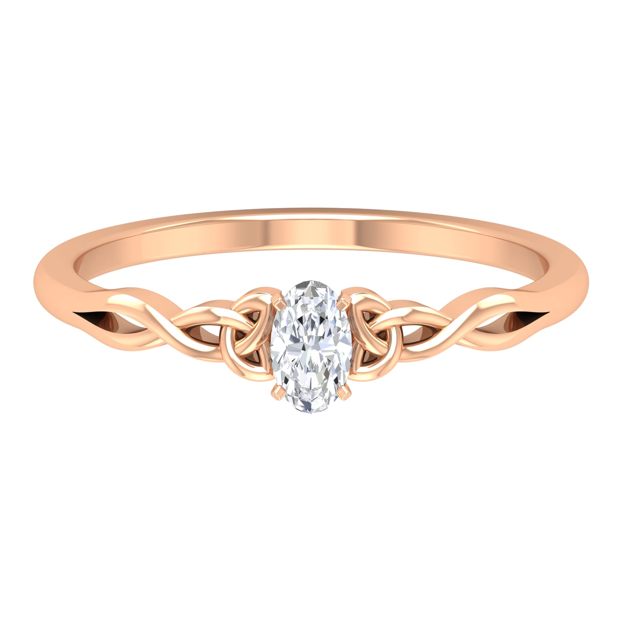 0.25 CT Oval Cut Diamond Solitaire Ring for Women - 3X5 MM April Birthstone Engagement Ring in 14K Solid Gold - Perfect for Weddings, Anniversaries & Special Occasions