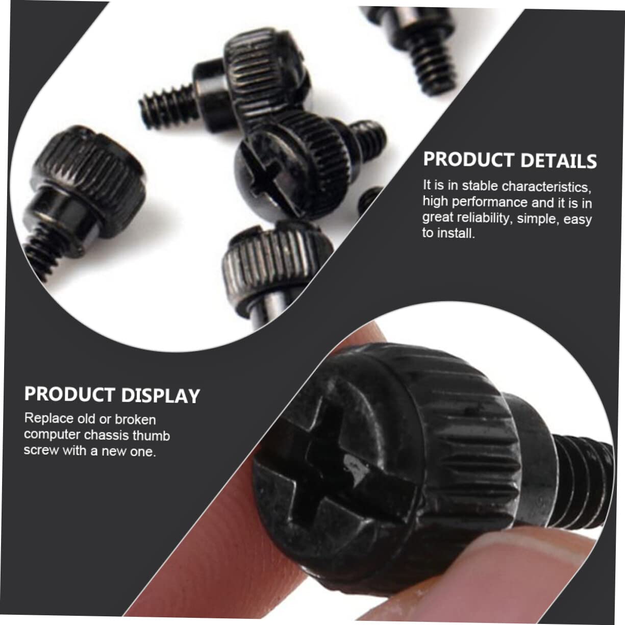 100pcs Black Oxidation-Resistant Computer Case Thumb Screws - Knurled Thumbscrews for PC Case, Chassis & Hardware Accessories | Perfect for DIY Computer Builds & Upgrades