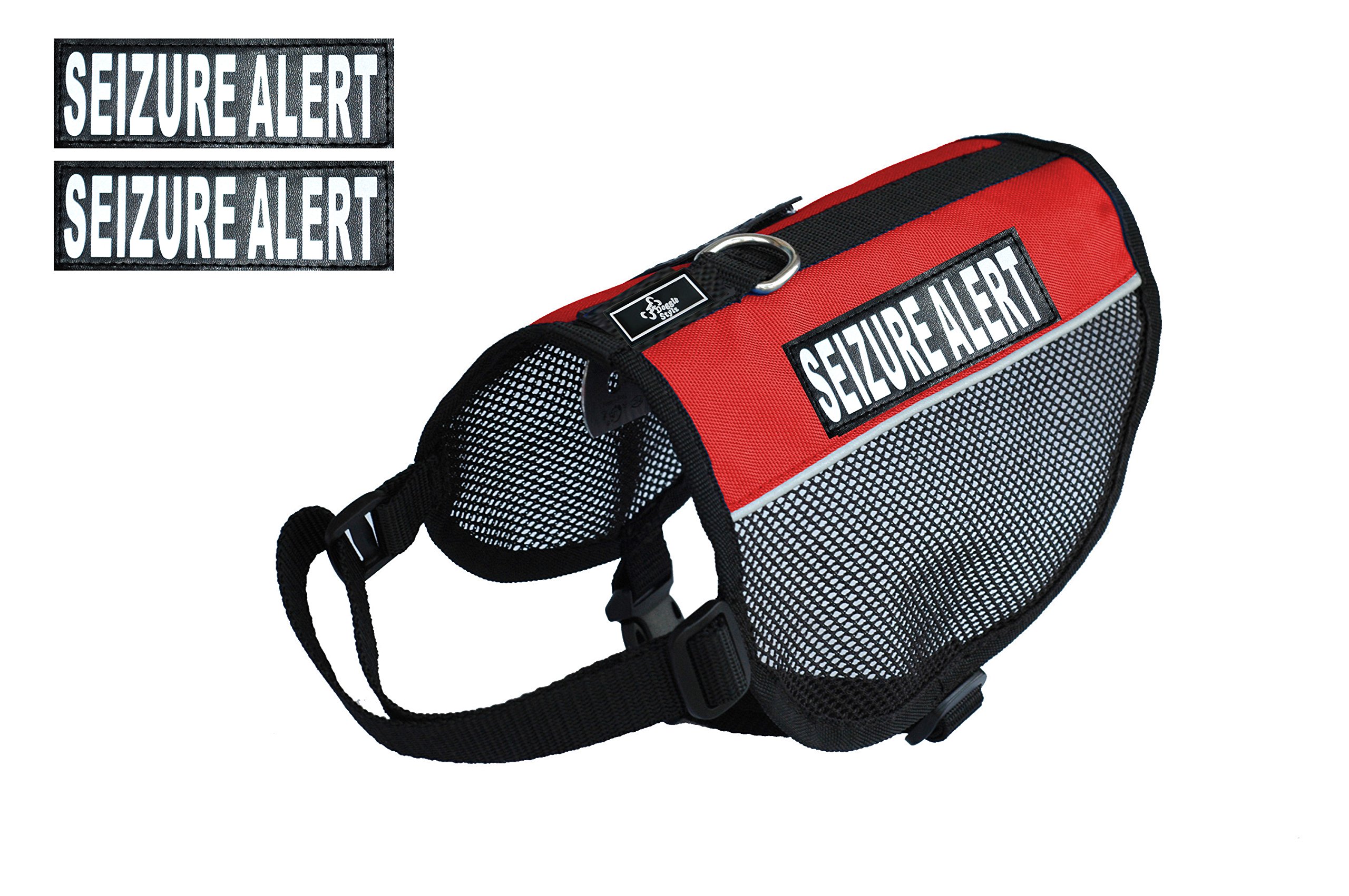 Seizure Alert Service Dog Mesh Vest Harness - Breathable Nylon Dog Vest for Small, Medium & Large Dogs - Includes 2 Reflective Removable Patches (Measure Your Dog Before Ordering) - Perfect for Service Dogs, Therapy Dogs & Daily Walks