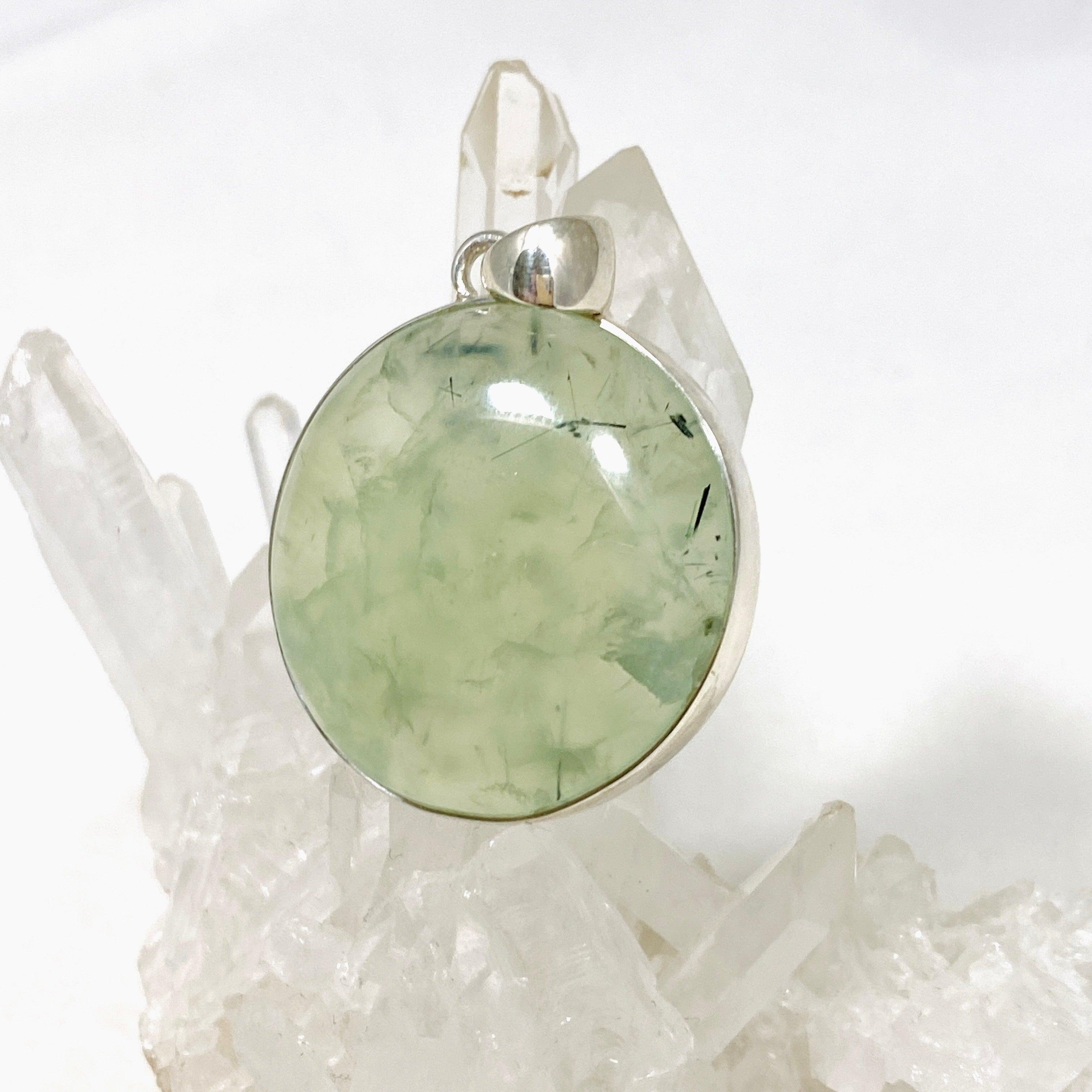 Natural Prehnite Round Pendant Necklace KPGJ4284 - Elegant Gemstone Jewelry for Women, Perfect for Daily Wear, Gifts & Special Occasions