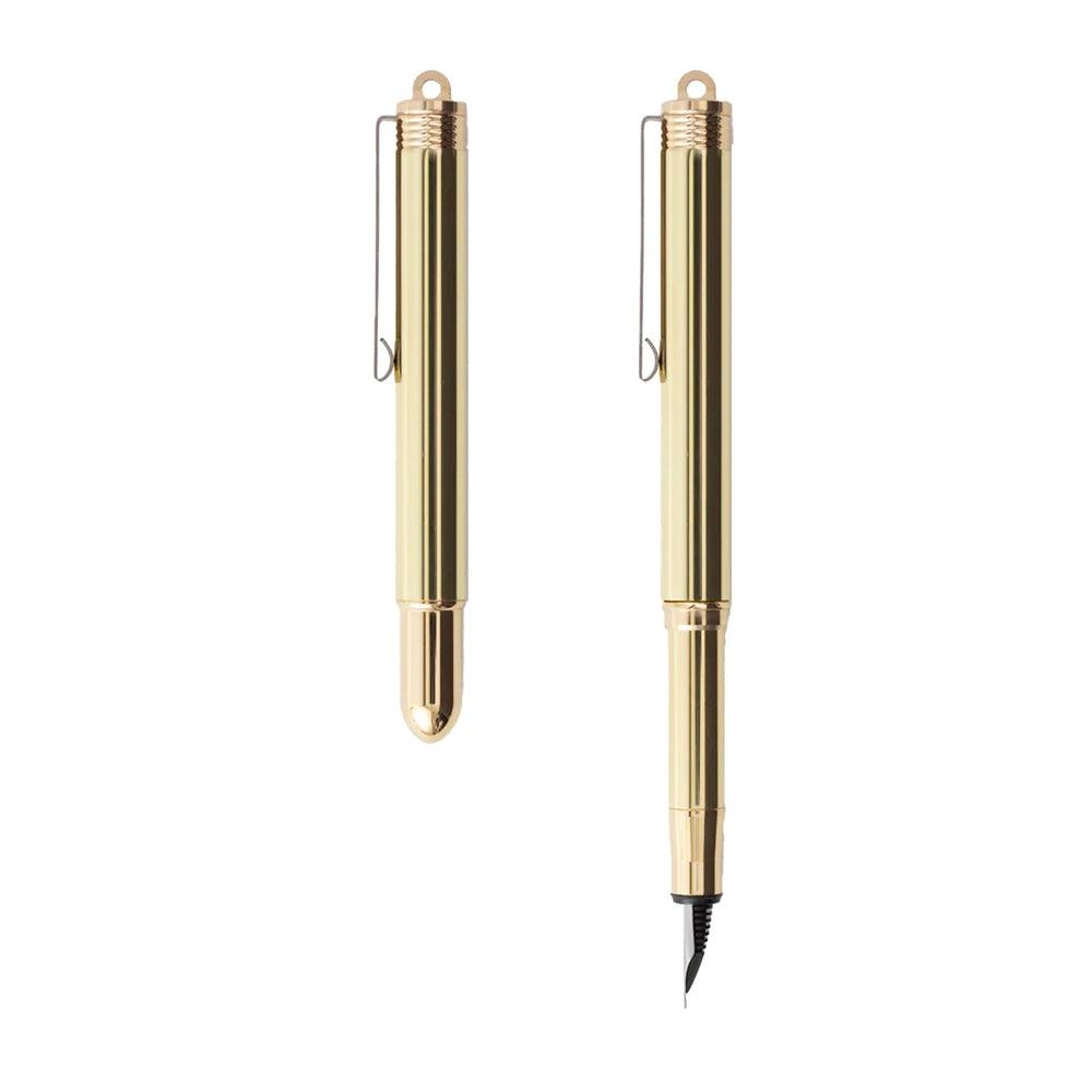 Premium Solid Brass Fountain Pen for Travelers - Elegant & Durable Writing Instrument for Journaling, Note-Taking & Business Signatures