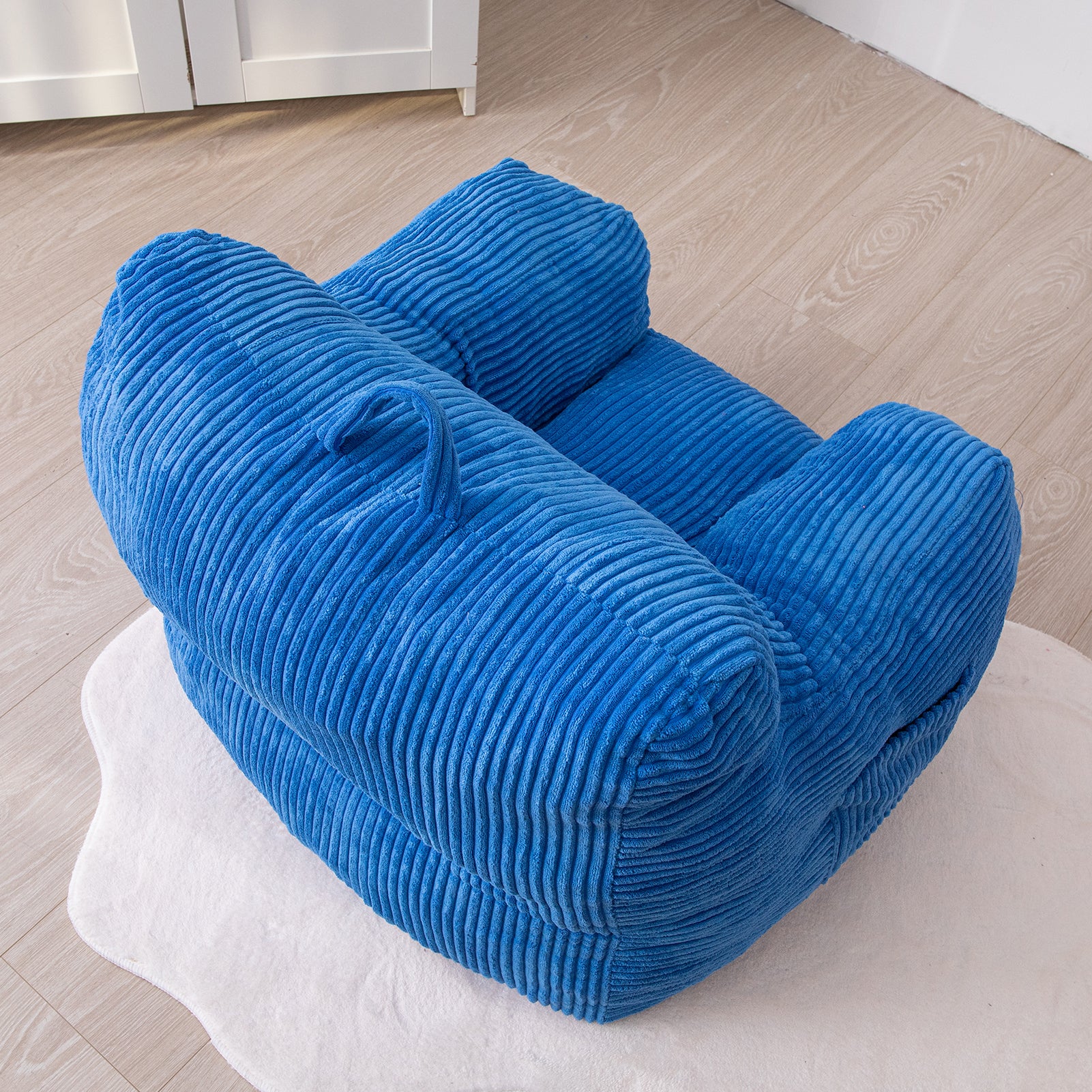 MAXYOYO Kids Bean Bag Chair - Soft Corduroy Bean Bag Couch with Armrests for Boys & Girls, Comfortable Seating for Bedroom, Playroom & Dorm (Blue) - Perfect for Reading, Gaming & Relaxing