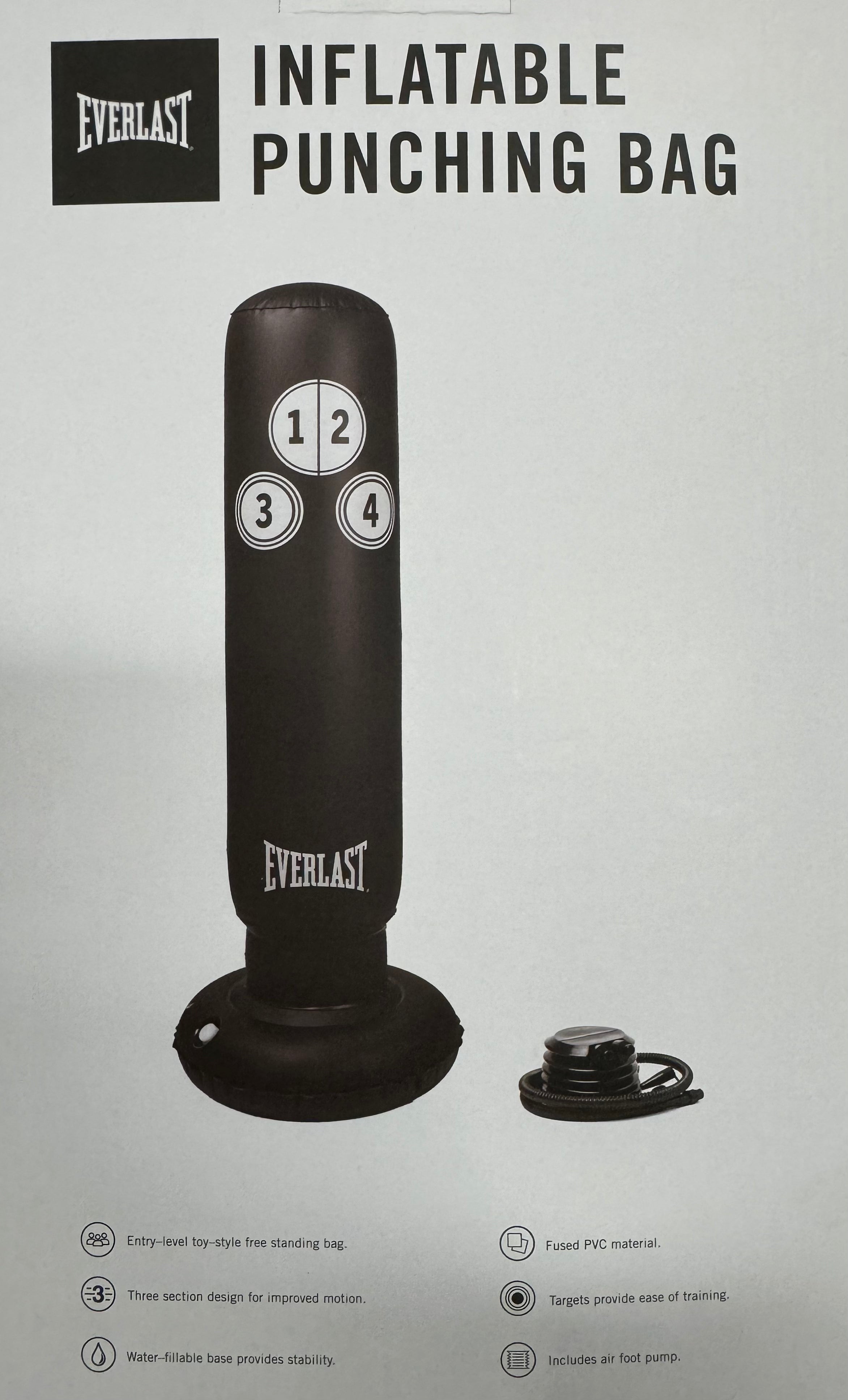 Everlast Free Standing Inflatable Punching Bag for Adults & Kids - Heavy Duty Training Equipment for Boxing, MMA, Home Gym Workouts
