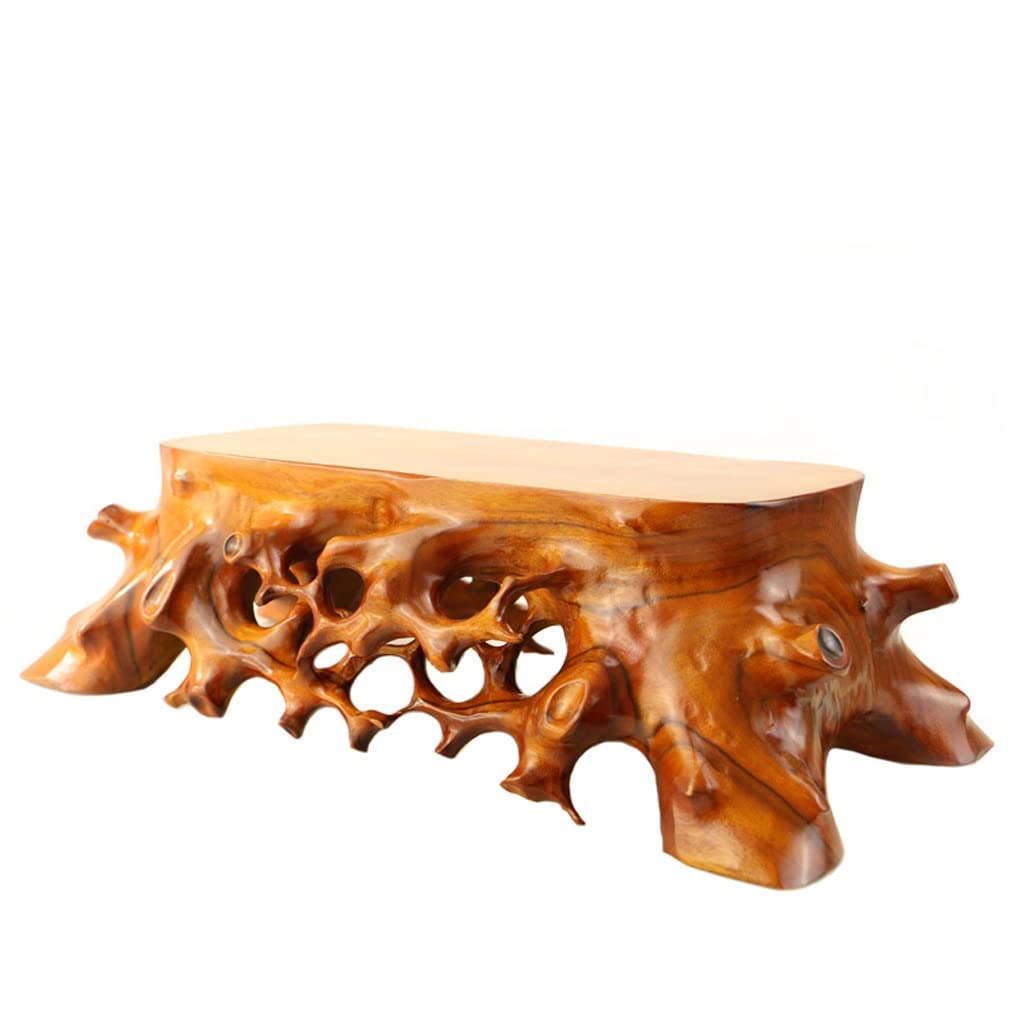 WENMENGWF Solid Wood Bonsai Stand - Handcrafted Root Carving Base for Bonsai Vases & Statues | Wooden Display Stand for Indoor Plants | Perfect for Home & Office Decor (Size C) | Ideal for Zen Gardens, Living Room Centerpieces & Desk Decorations