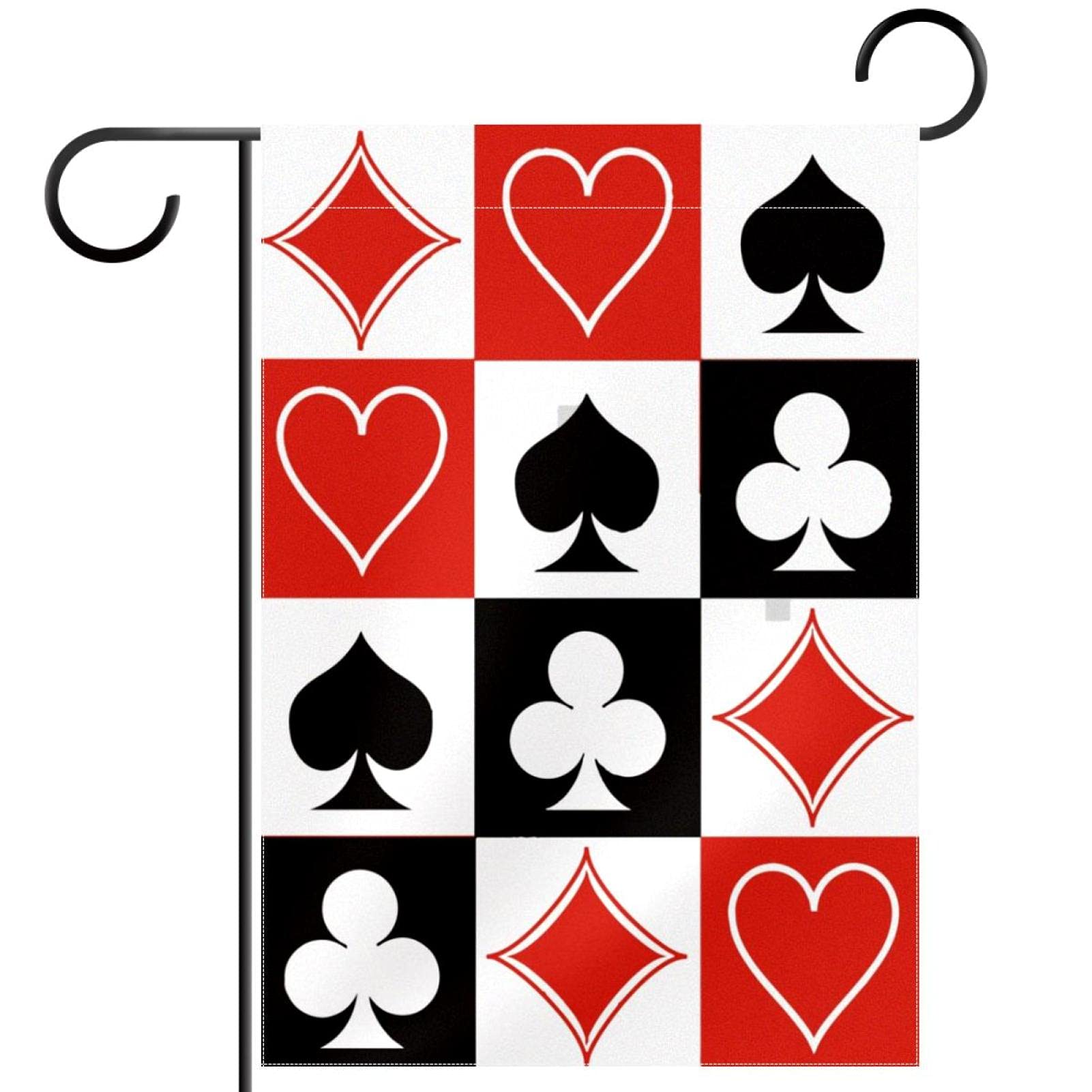 Double Sided 12×18 Inch Poker Card Hearts & Clubs Garden Flag - Decorative Yard Banner for Outdoor Party, Holiday & Home Decor | Perfect for Themed Events, Backyard BBQs & Seasonal Celebrations