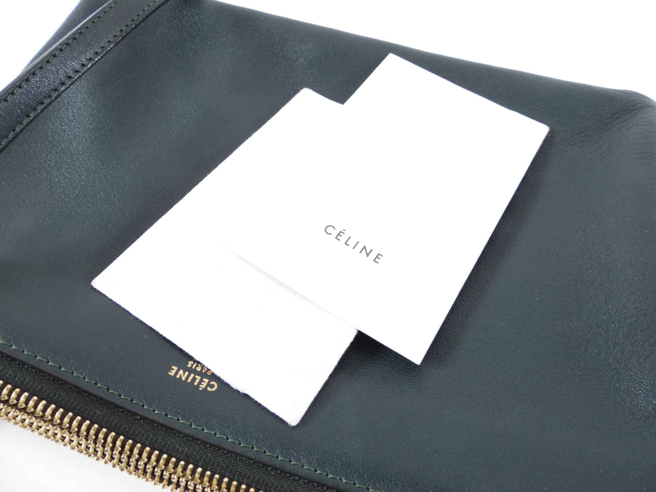 Celine Dark Green Smooth Leather Large Trio Crossbody Bag for Women | Luxury Designer Handbag for Everyday Use, Work & Travel