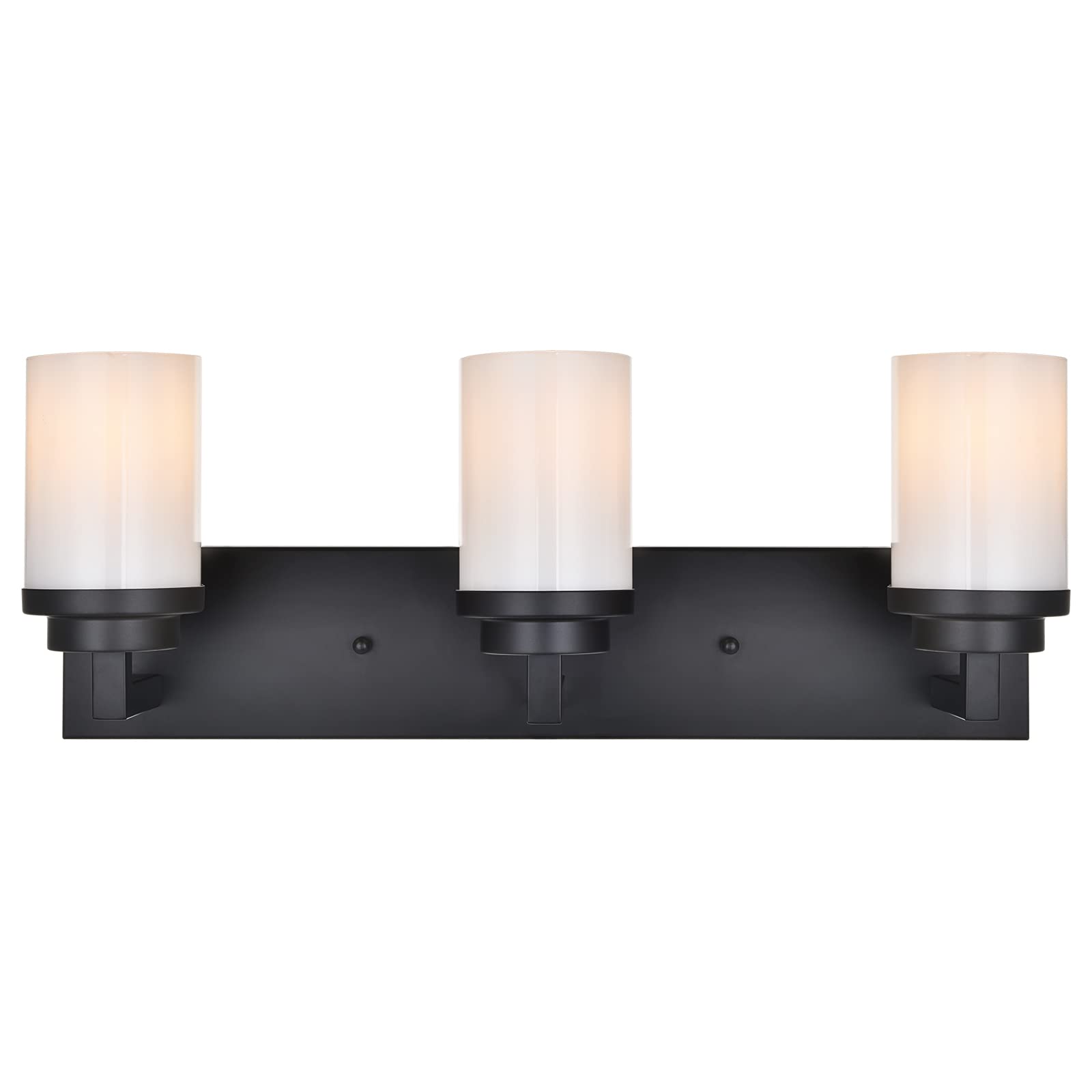 Vintage Black Farmhouse Bathroom Vanity Light - 3-Light Wall Mount Fixture with Milky Glass Shade for Mirror Sink Lighting | Perfect for Rustic Home Decor, Bathroom Makeover & Indoor Wall Illumination
