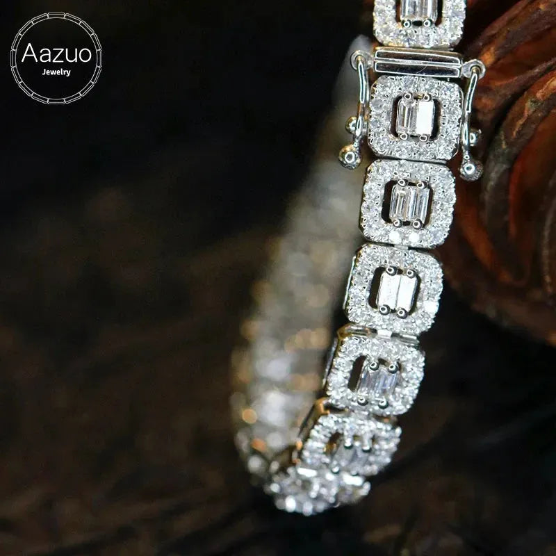 18K Gold Real Diamond Bracelet for Women - 3.5ct Square Luxury Wedding Jewelry | Elegant Engagement Party Gift for Her | Perfect for Anniversaries, Date Nights & Special Occasions