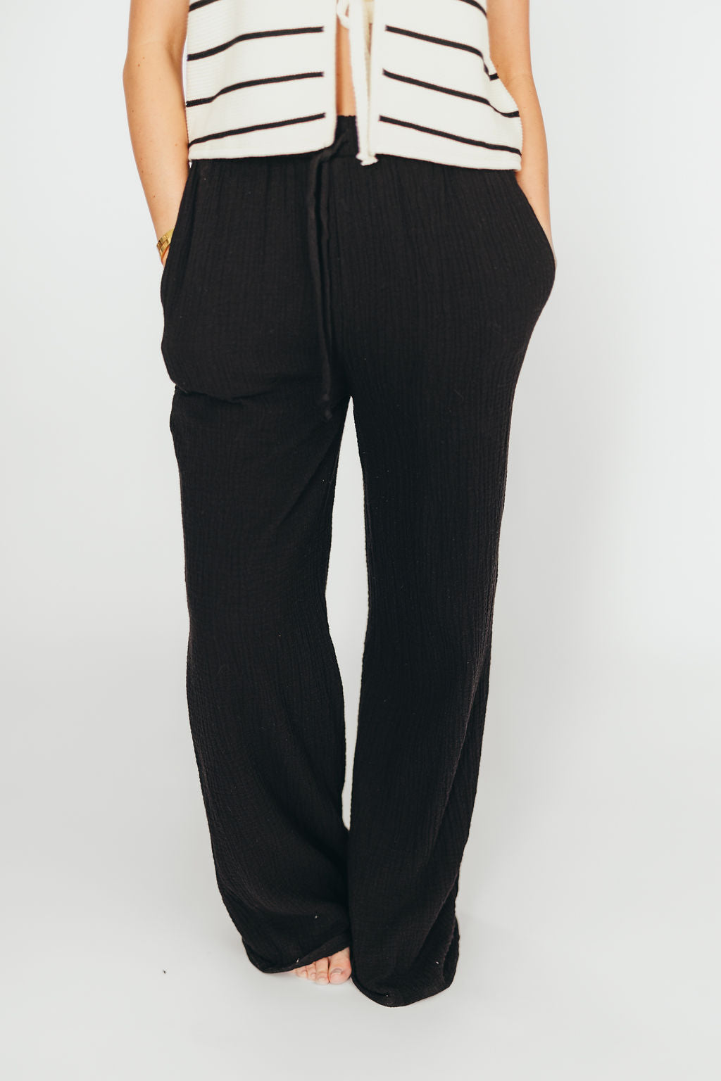 Aurelie 100% Organic Cotton Pants for Women - Soft & Comfortable Black Casual Trousers - Perfect for Yoga, Lounge & Everyday Wear