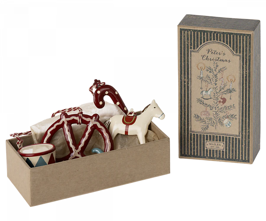 Peter's Christmas Metal Ornament Set by Maileg - Elegant Holiday Decor for Tree, Gift & Home Decoration